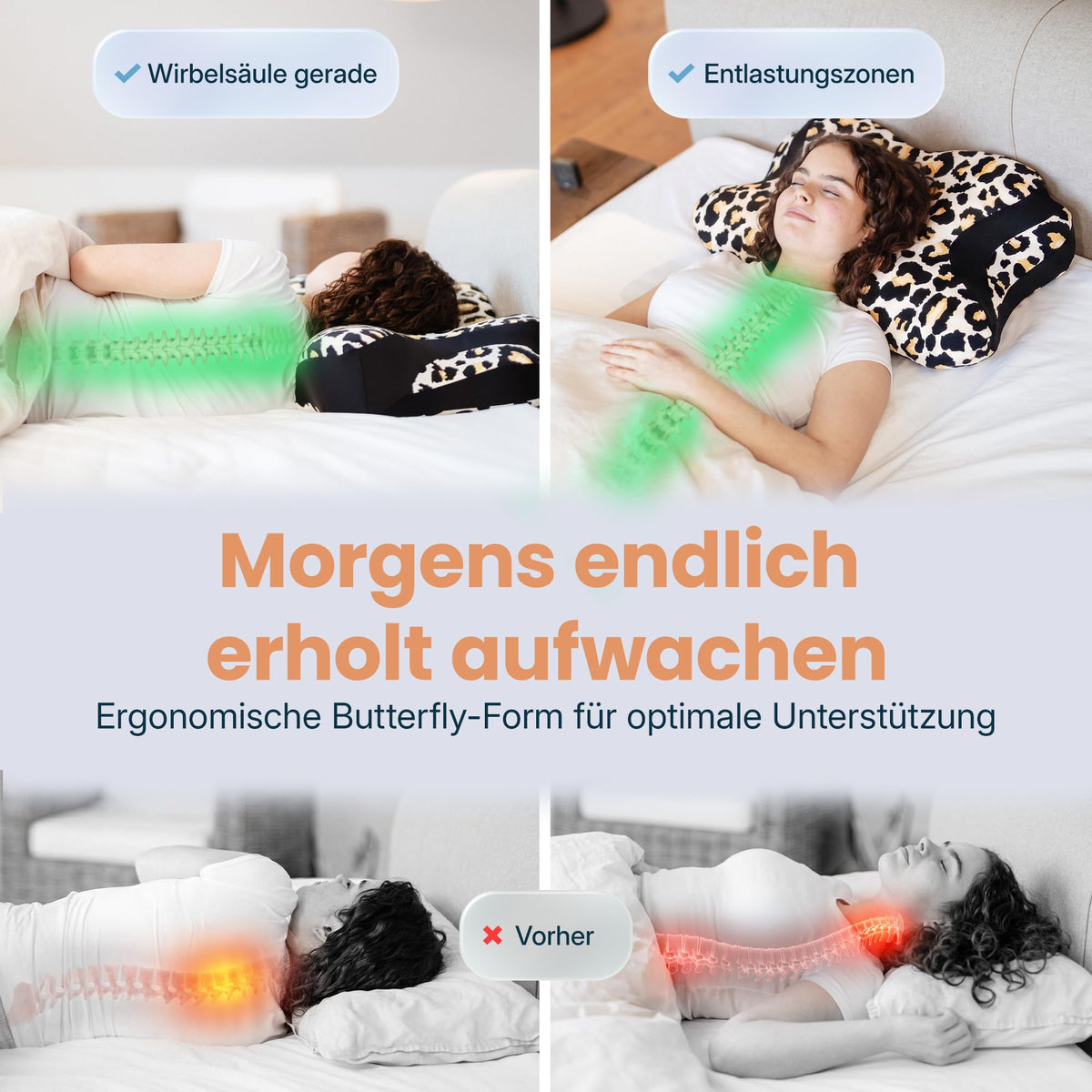 Nackenkissen – Ergonomisch - Höhenverstellbar -Seitenschläferkissen Nackenstützkissen Rückenschläferkissen Memory Foam Kopfkissen – Natürliche Nackenhaltung