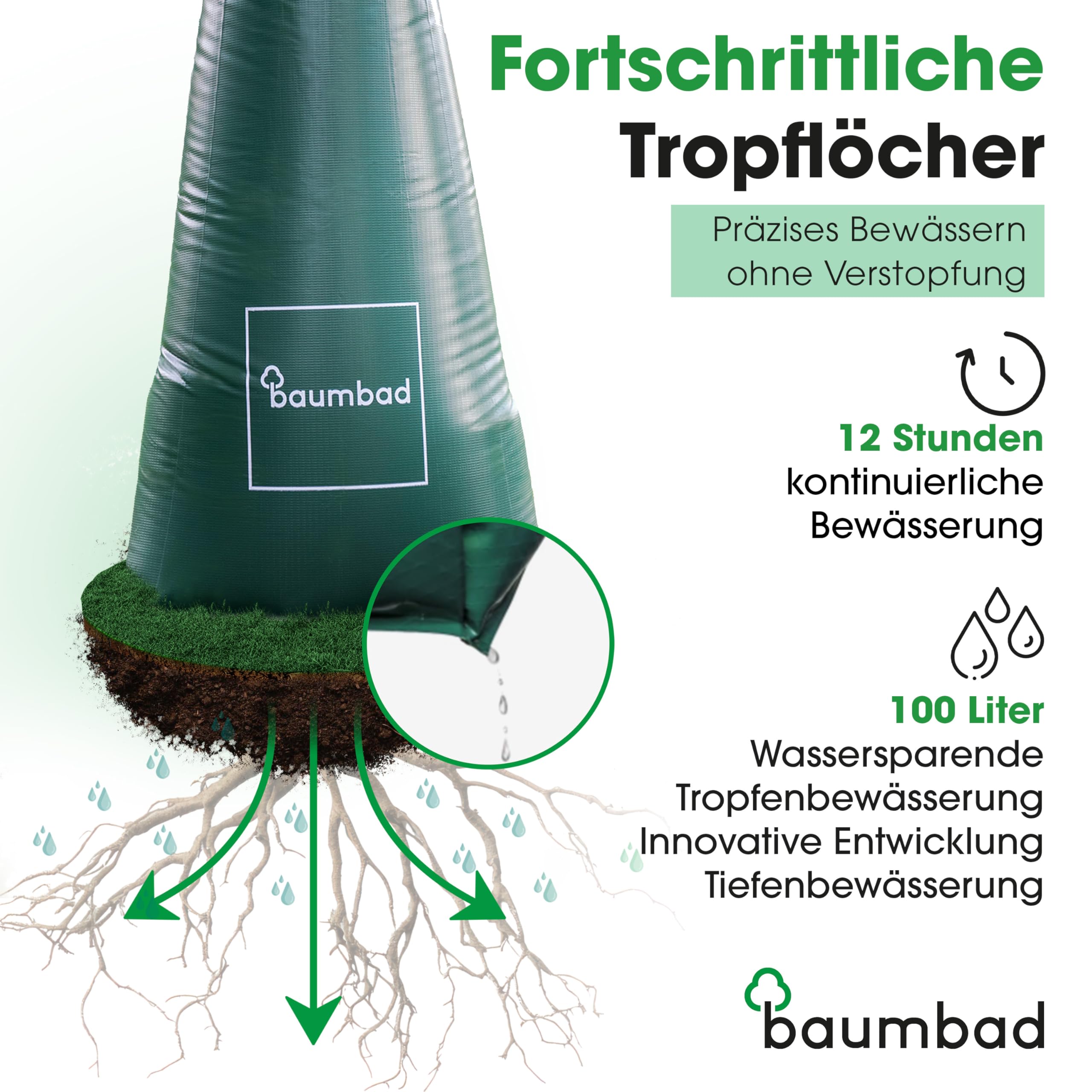 Premium Bewässerungsring 55 Liter, PVC UV Beständig, Baumring zur Bewässerung in Braun