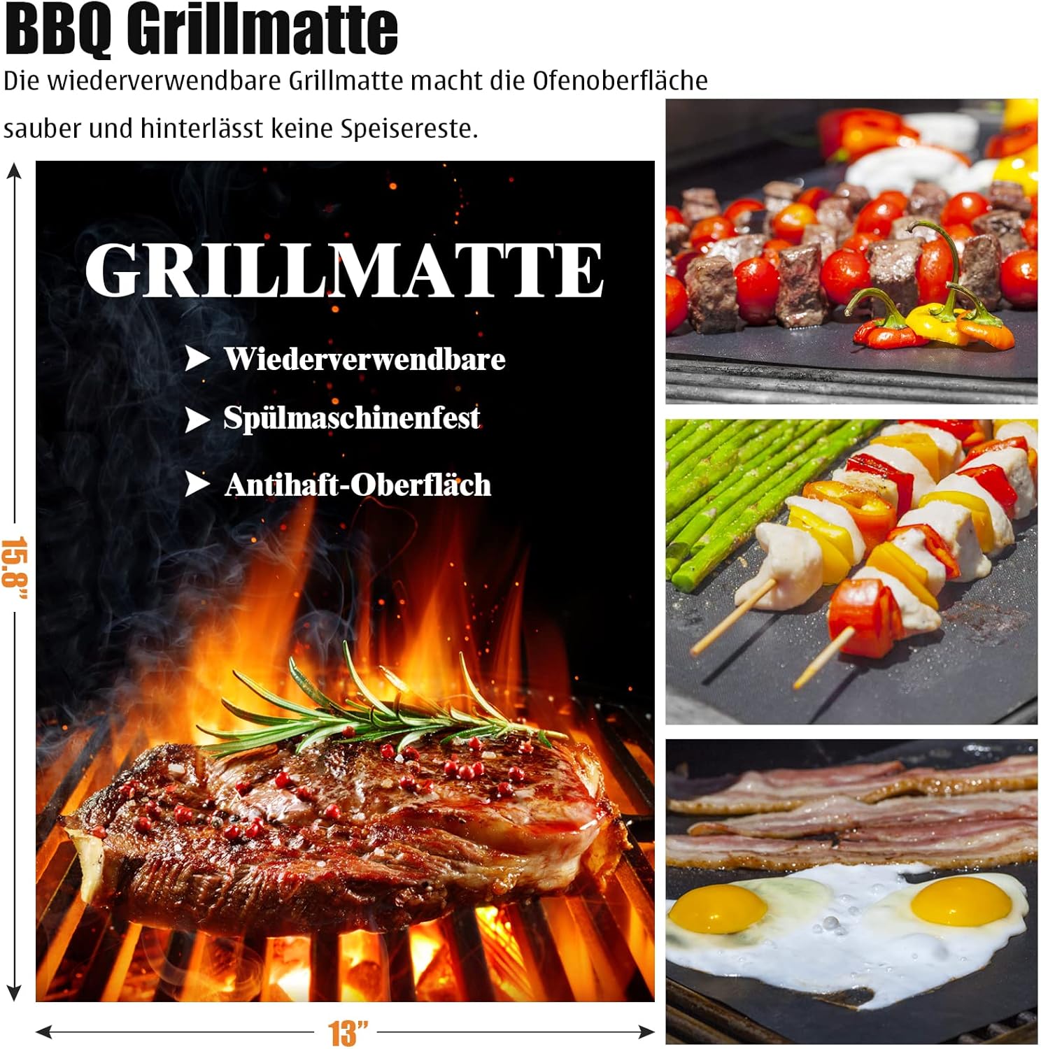 BBQ Grillbesteck Set 30 Grillzubehör aus Hochwertiger Edelstahl Grillzange Grillspachtel Korkenzieher Grillset mit Grillkoffer und Grillmatte für Männer Geschenk für Garten Camping Braun