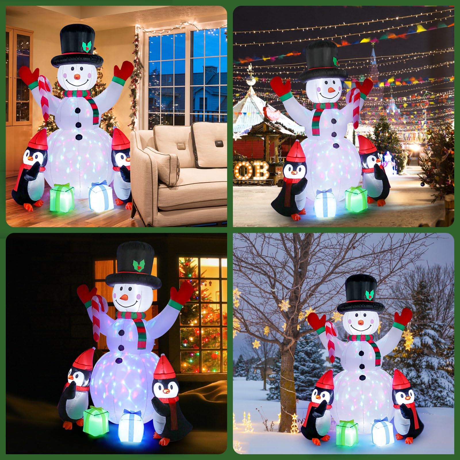 Aufblasbare Weihnachtsdeko, Riesiger Weihnachtsbaum Bogen mit 8 LED Leuchten, Wasserfest Beleuchtet Aufblasbar Weihnachtsdeko Aussen für Hof Garten Feiertag Weihnachtsdekoration