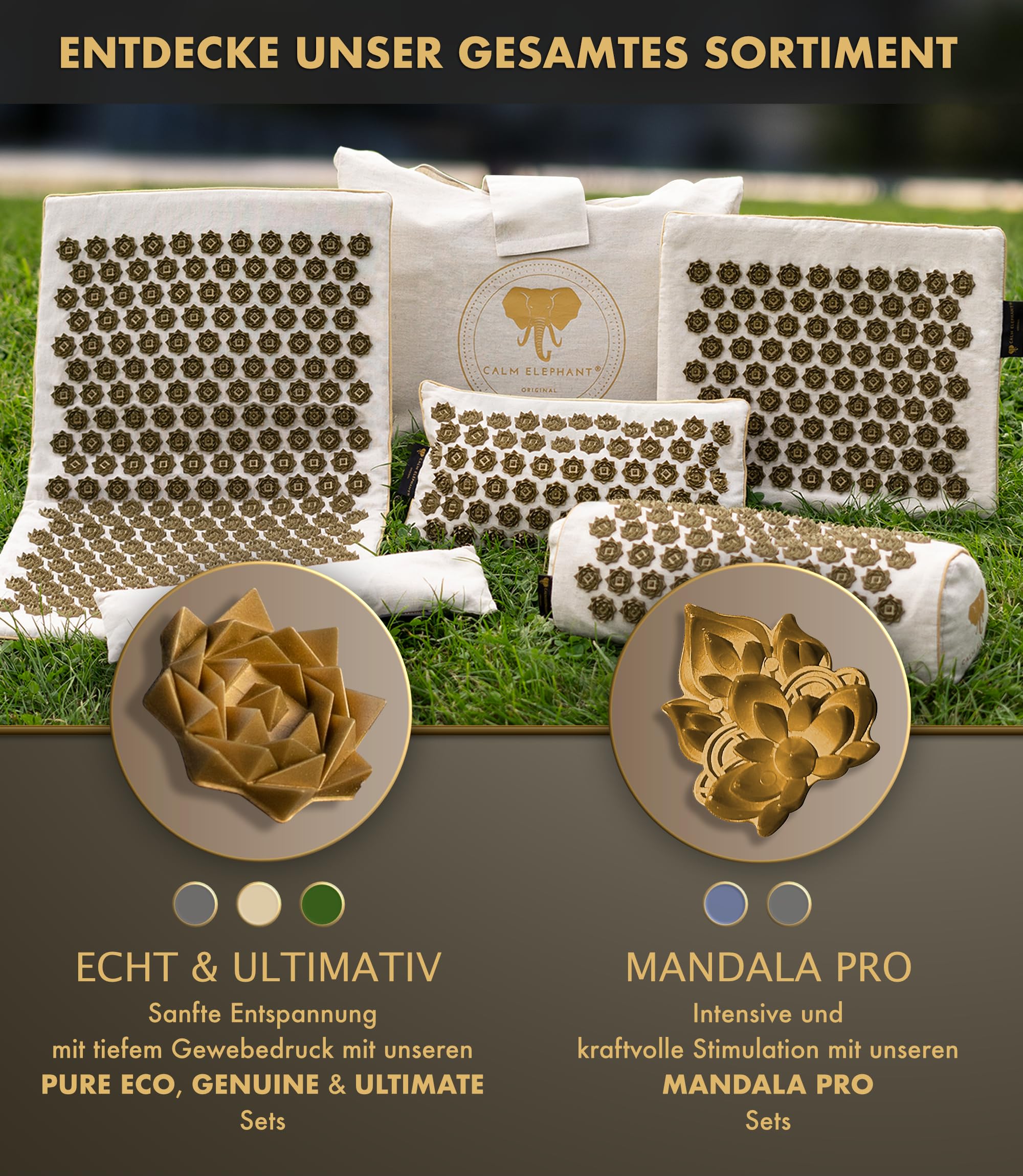 Echte Akupressurmatte mit Kissen XXL Set aus 5 Massagematten Rückenspannung Entlastung Akupunkturmatte mit Wärmefunktion, Lumbalkissen, Doormatte & Tasche, Grau