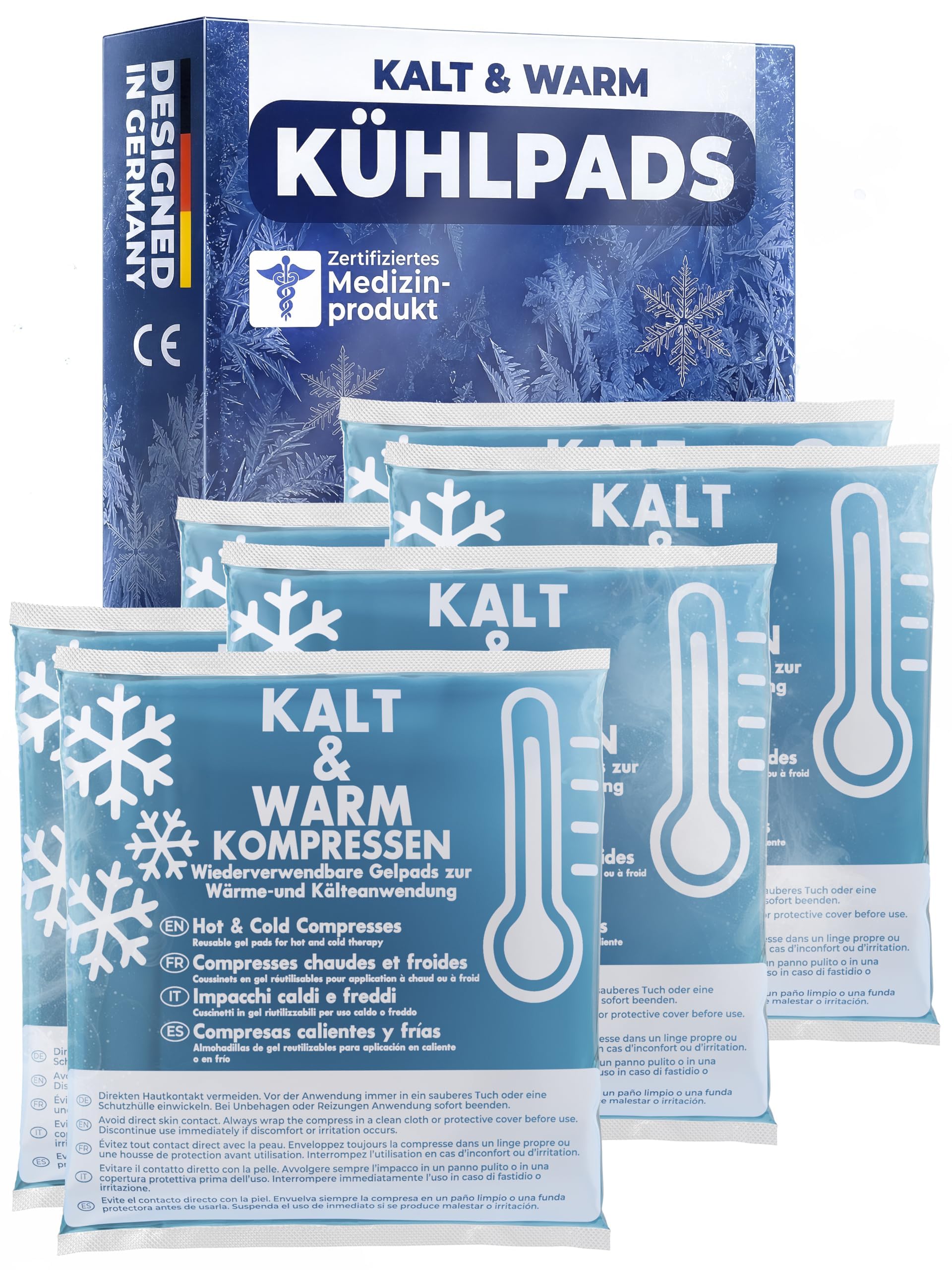 Kühlpads Kalt Warm Kompresse zertifiziert | Kühlpacks für Kinder & Erwachsene, Mit Fleecehülle, Strapazierfähig, Mehr Gelinhalt, PowerSeal Schweißnaht, Tiefgekühlt weich