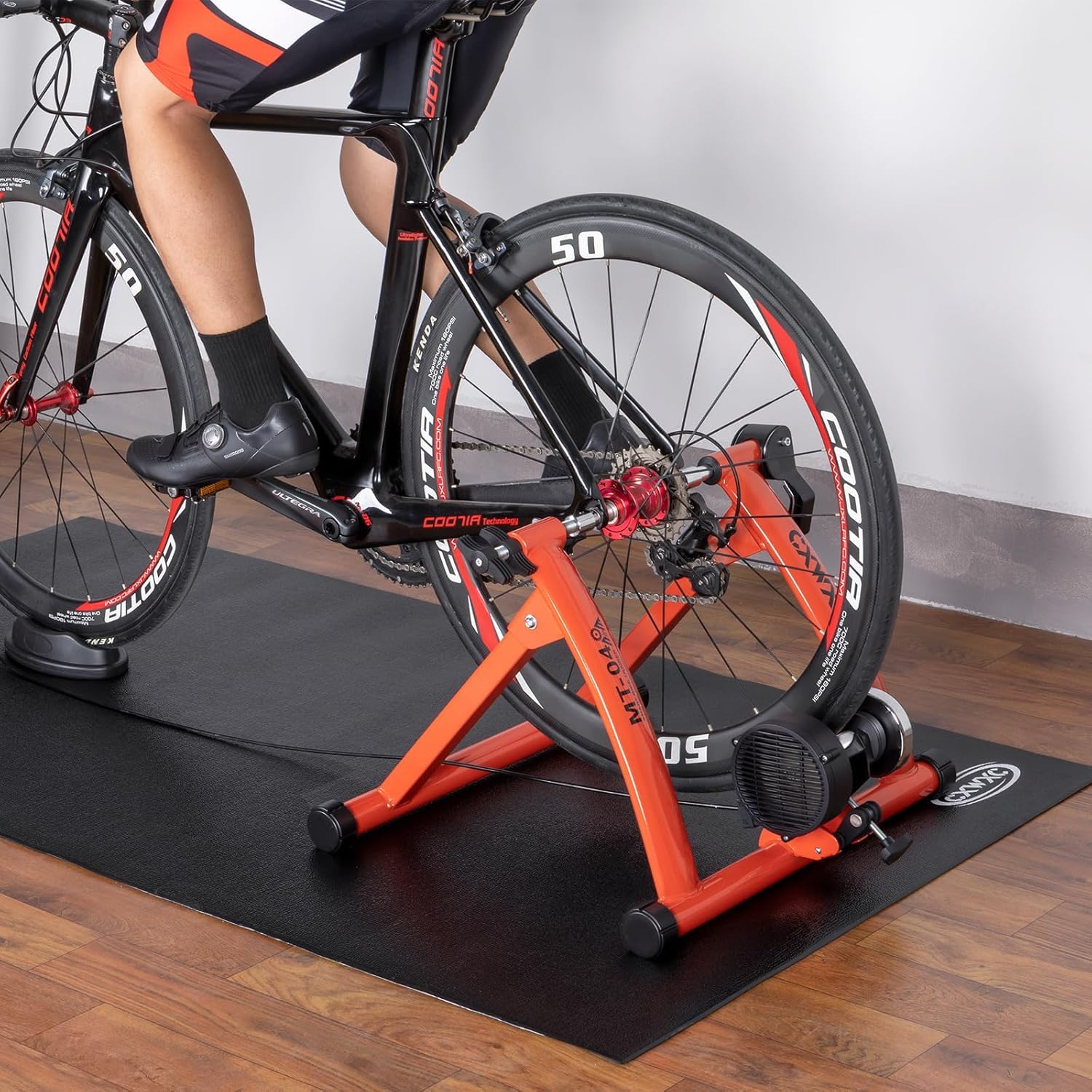 Fahrrad Rollentrainer, Klappbar Stahl Bike Trainer mit Schnellspanner Vorderradunterlage Radtrainer für 26-29 Zoll Fahrradtraining Fahrradfahren Zuhause Indoor