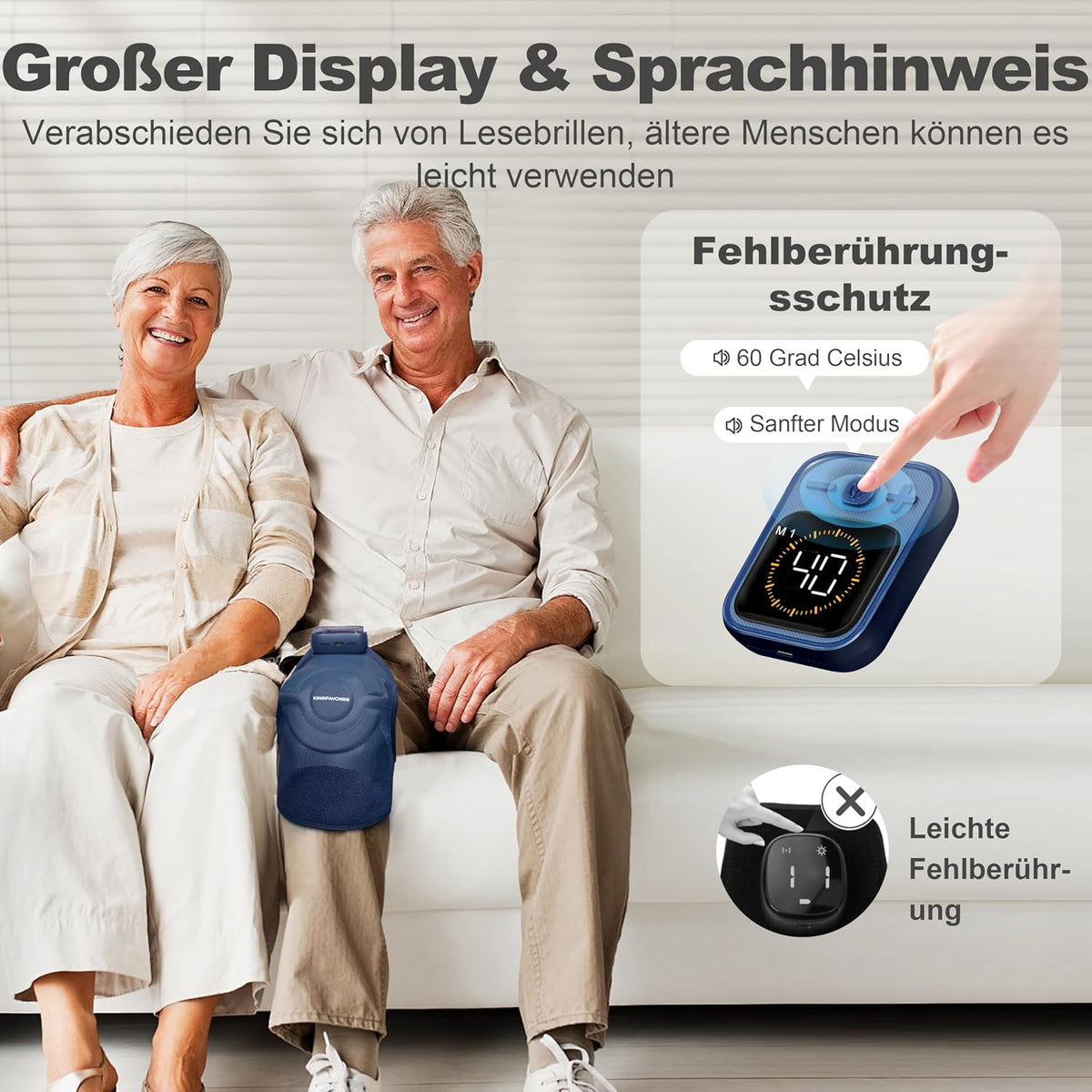 Knie Massagegerät mit Wärme, Knieschmerzen, Blau 1.0