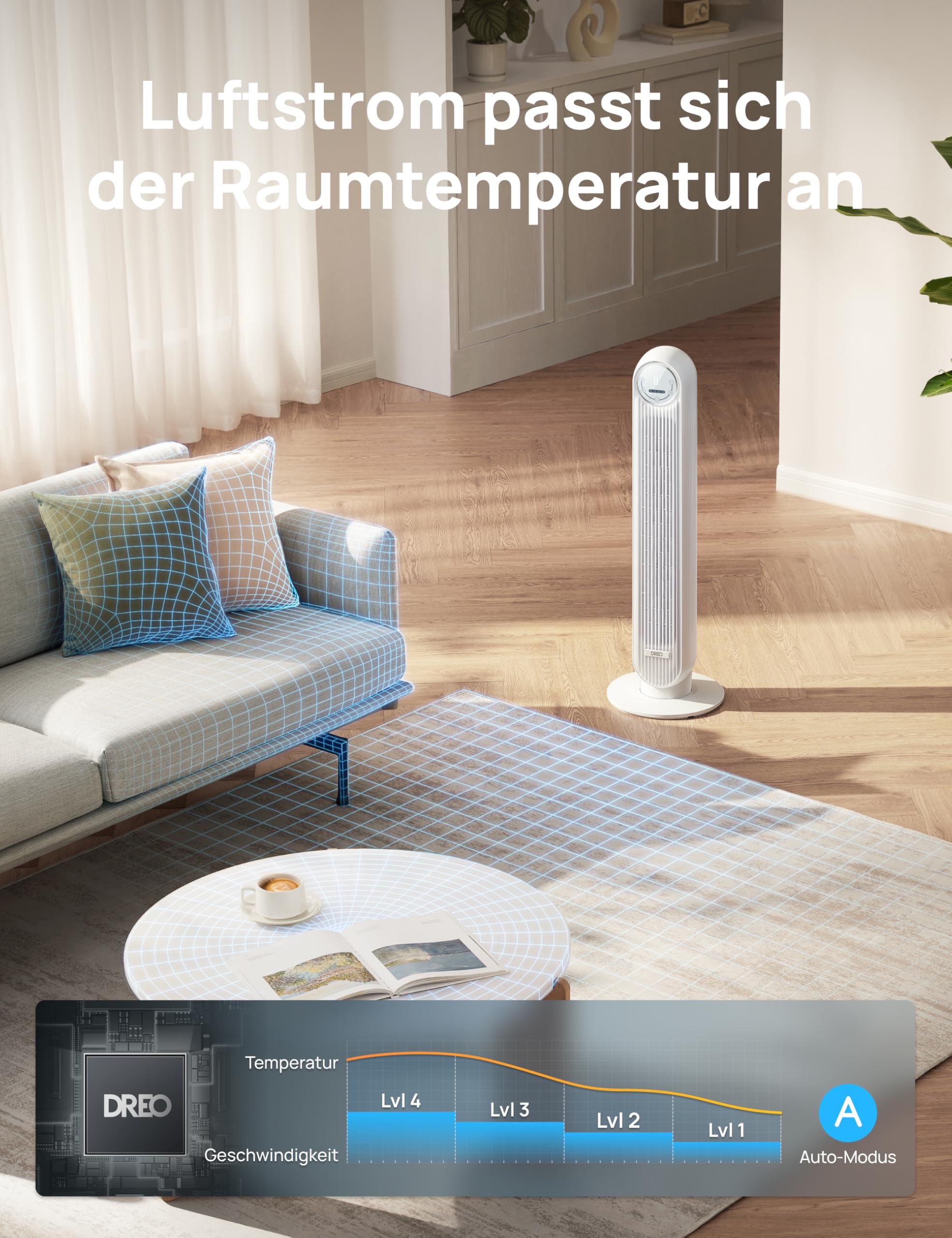 Leiser Turmventilator, 10 m Wurfweite 8 Geschwindigstufen 4 Modi 8 Std. Timer 90° oszillierende Ventilator mit Kühlung Fernbedienung für Schlafzimmer,Turmventilator 307, Schwarz