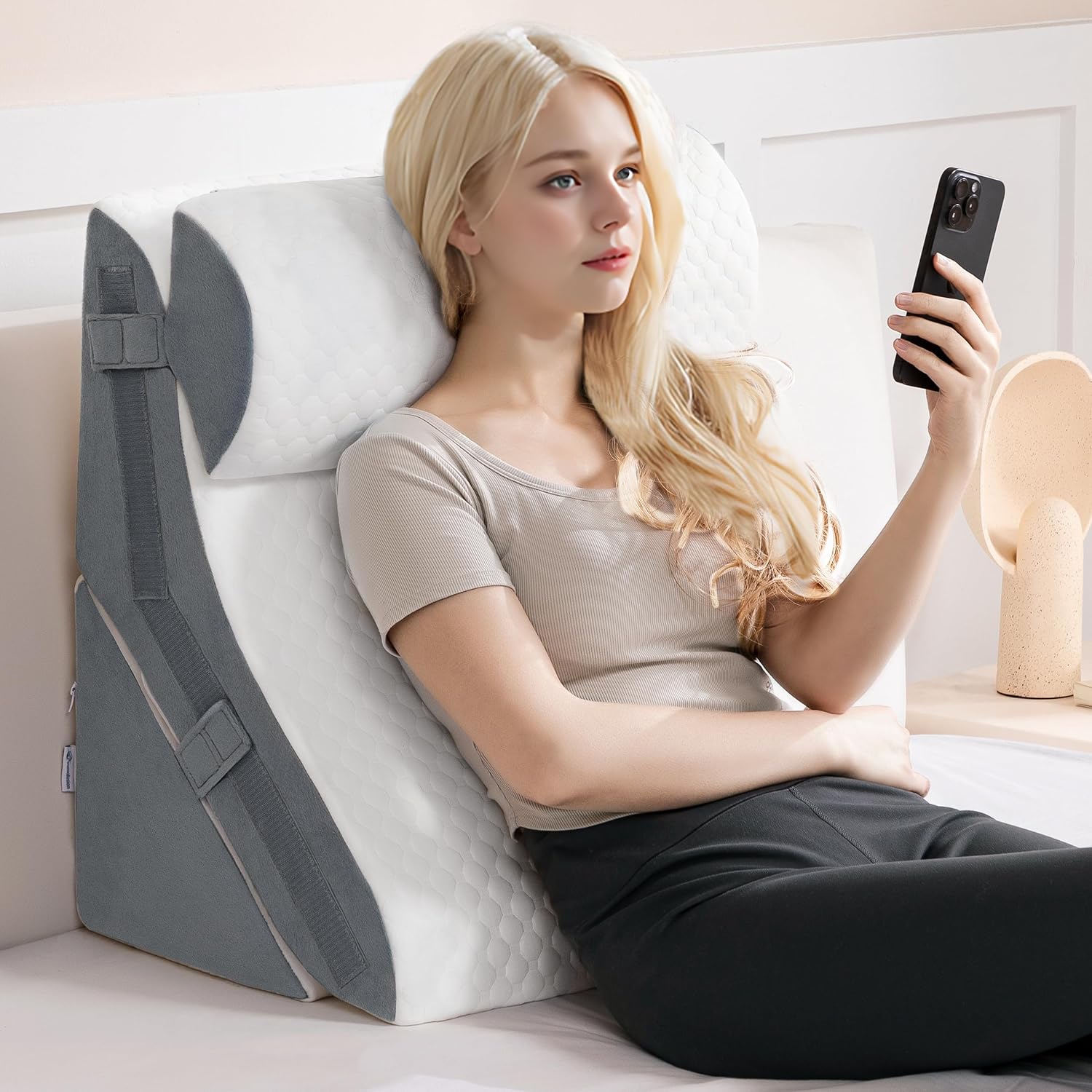 3-in-1 Orthopädisches Bettkeilkissenset, verstellbarer Memory-Schaum, Faltdreieckkissen zur Unterstützung von Beinen, Knien, Schlafapnoe, Rückenschmerzen, Linderung von Sodbrennen, Schnarchen