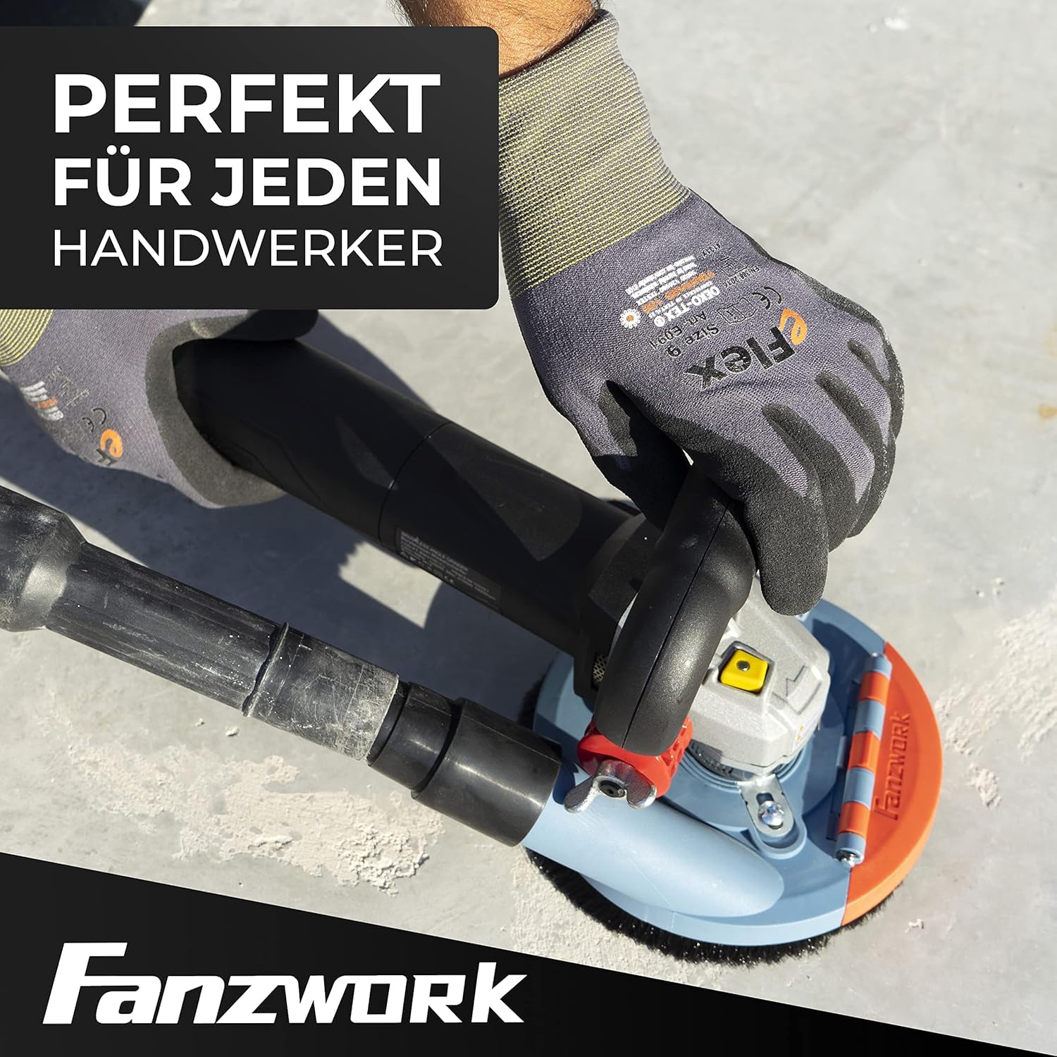 Absaugaufsatz Absaughaube für Winkelschleifer inkl. 125 mm Diamantschleiftopf PROFI QUALITÄT – Bürsten auswechselbar – 99% universal passend – verstärkter Adapterring – M14 Adapter