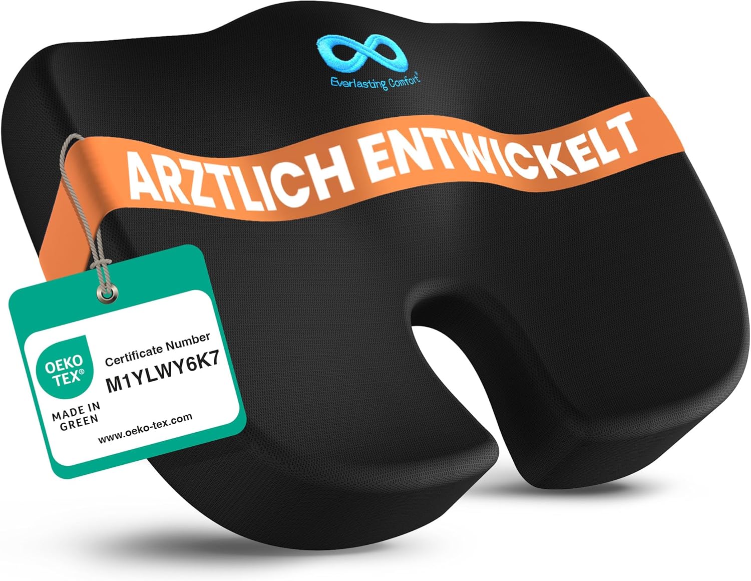 Sitzkissen für Bürostuhl, Auto & Zuhause – Komfortkissen mit waschbarem Bezug, Rutschfester Unterseite und konturierter Form