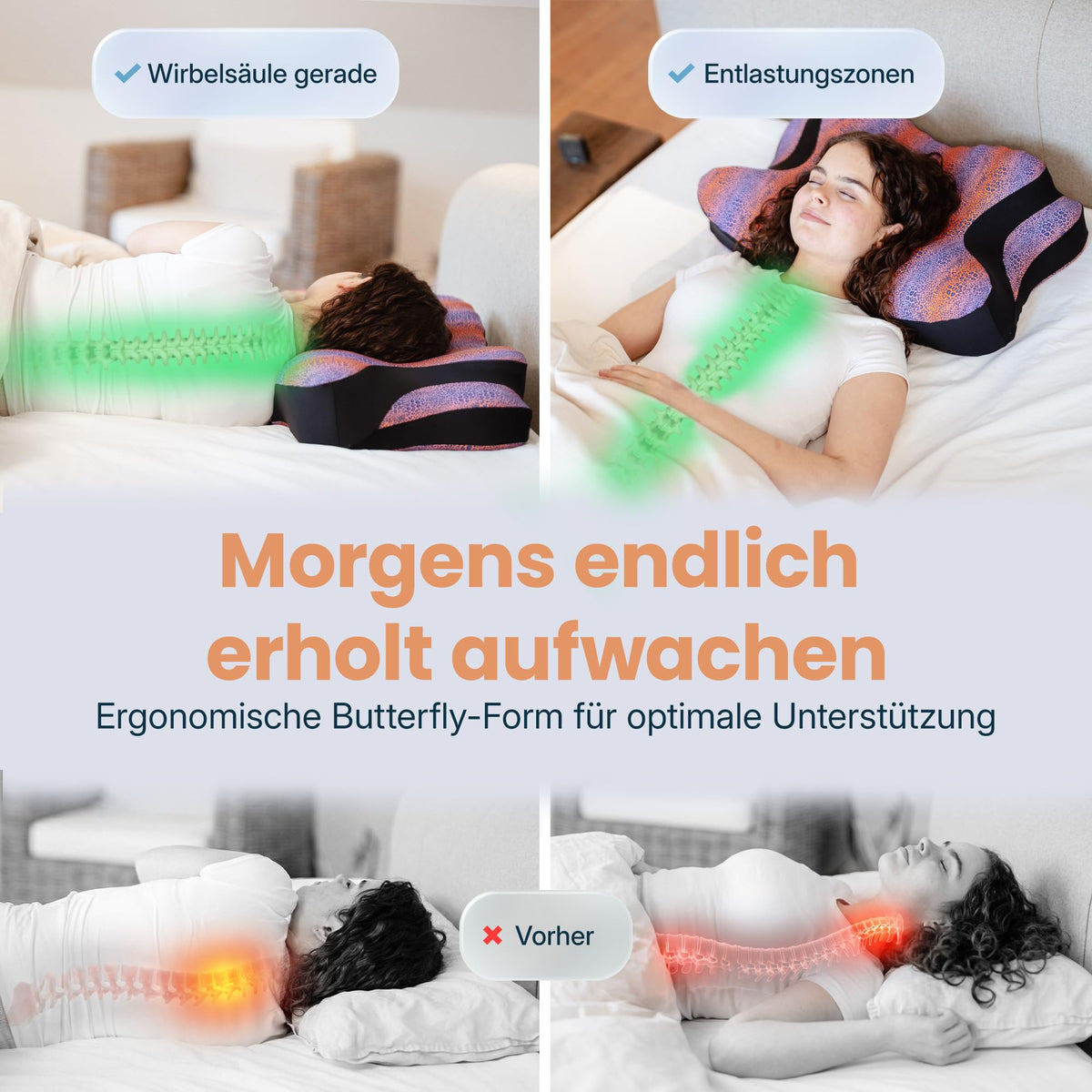 Nackenkissen – Ergonomisch - Höhenverstellbar -Seitenschläferkissen Nackenstützkissen Rückenschläferkissen Memory Foam Kopfkissen – Natürliche Nackenhaltung