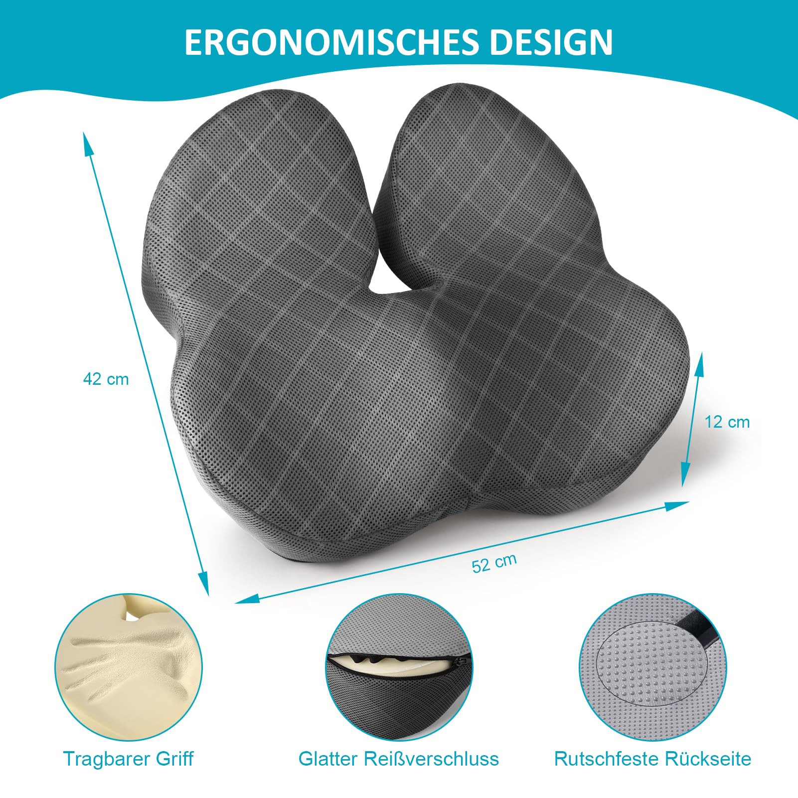 Sitz-Kissen, Hochwertiges Memory Foam sitzkissen Sitzkissen Druckentlastung Ergonomisches sitzkissen für Auto Sofa Büro