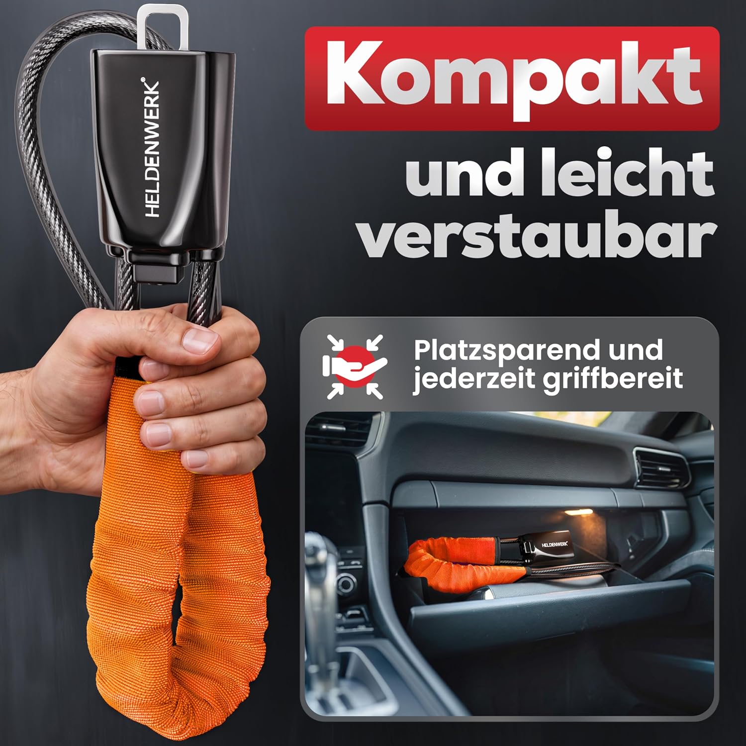 Lenkradkralle fรผr Auto & Wohnmobil aus Metall - Universelle Passform - Lenkradschloss mit dickem Stahlseil - Wegfahrsperre Diebstahlsicherung mit 3 Sicherheitsschlรผsseln