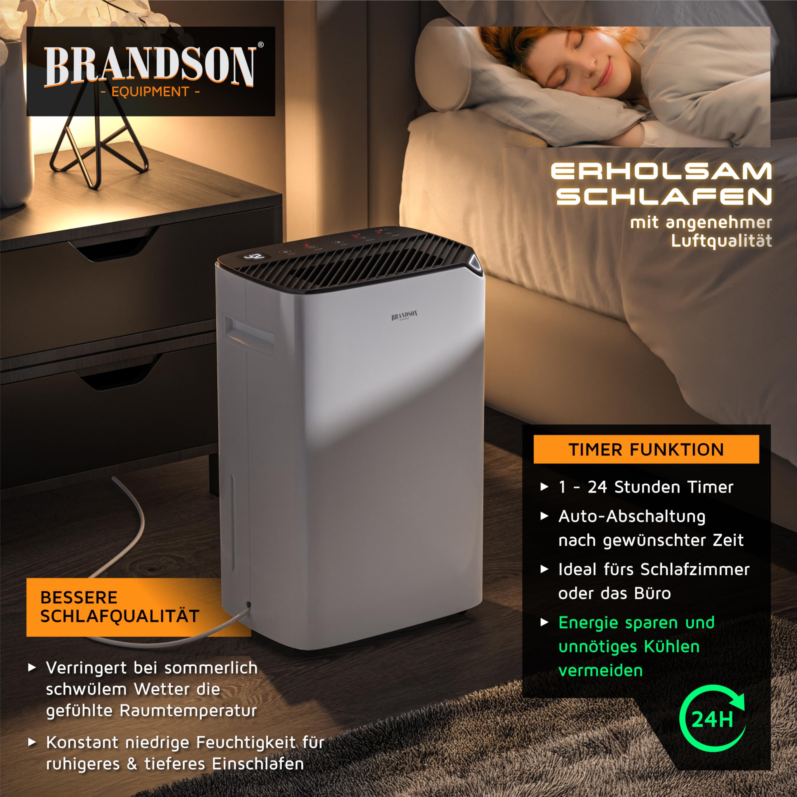 WLAN Luftentfeuchter mit Kompressor elektrisch - 10 Liter - WiFi Dehumidifier Raumentfeuchter – mit App - Schlauch-Entwässerung