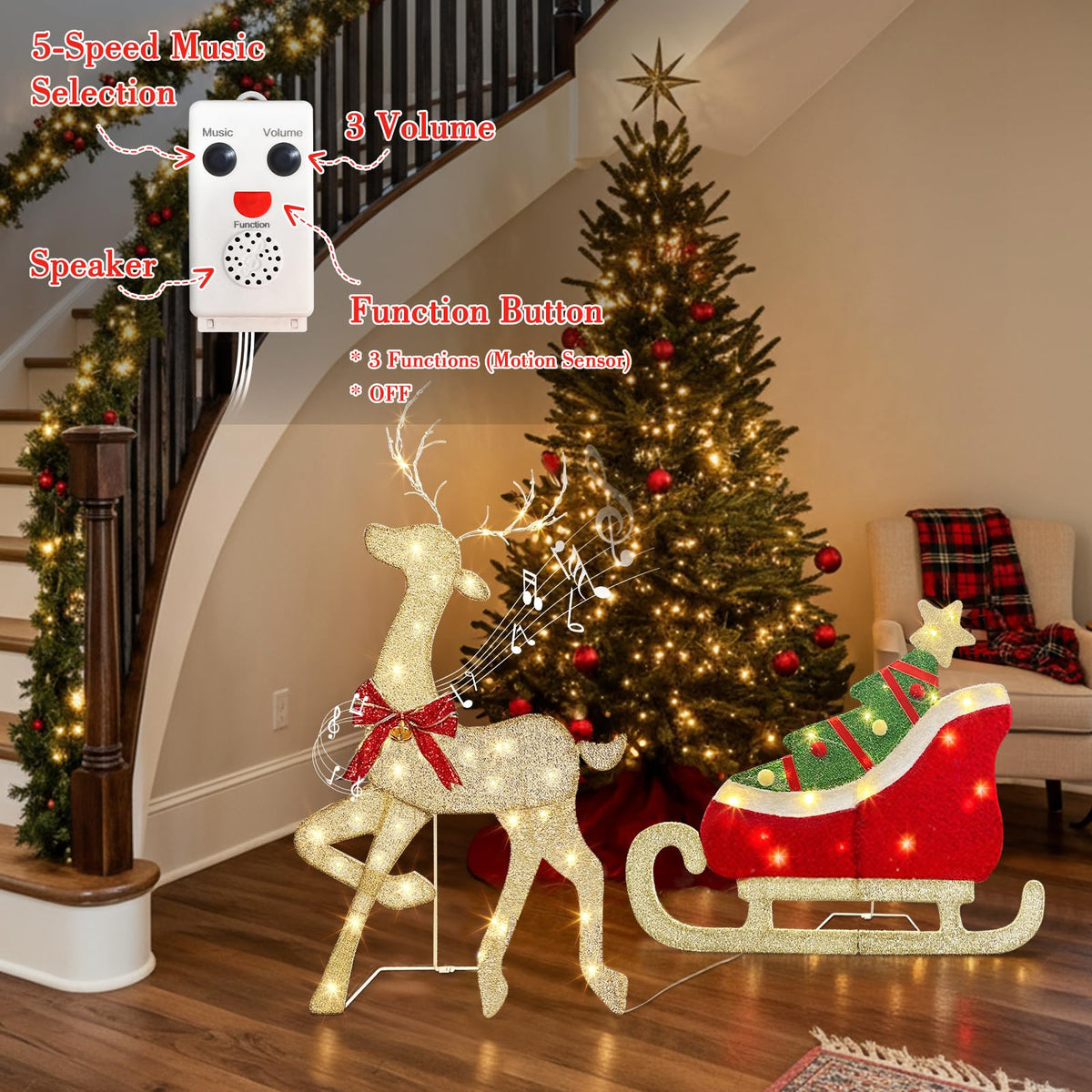 LED Rentier Metall Gold Weiß Eisen Rahmen Beleuchtet Weihnachtshirsch warm weiß Weihnachten Deko für Innen Aussen