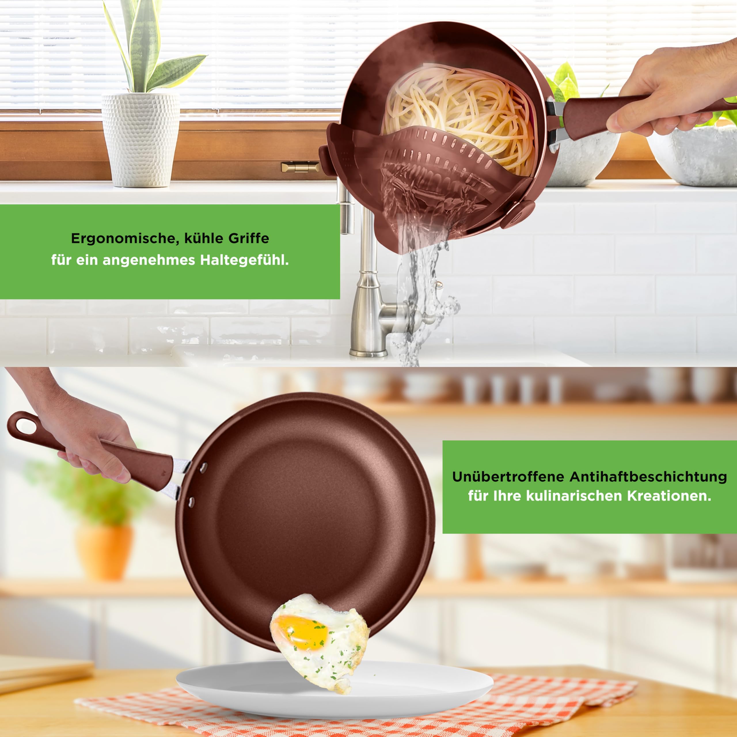 20-teiliges Non-Stick-Saucepan, Pfannen- und Backformset - Kochset PFOA/PFOS frei für Gas, Strom, Keramik und Induktion - Enthält Pfannen, Töpfe, Backdosen, Laibdose, Muffinform