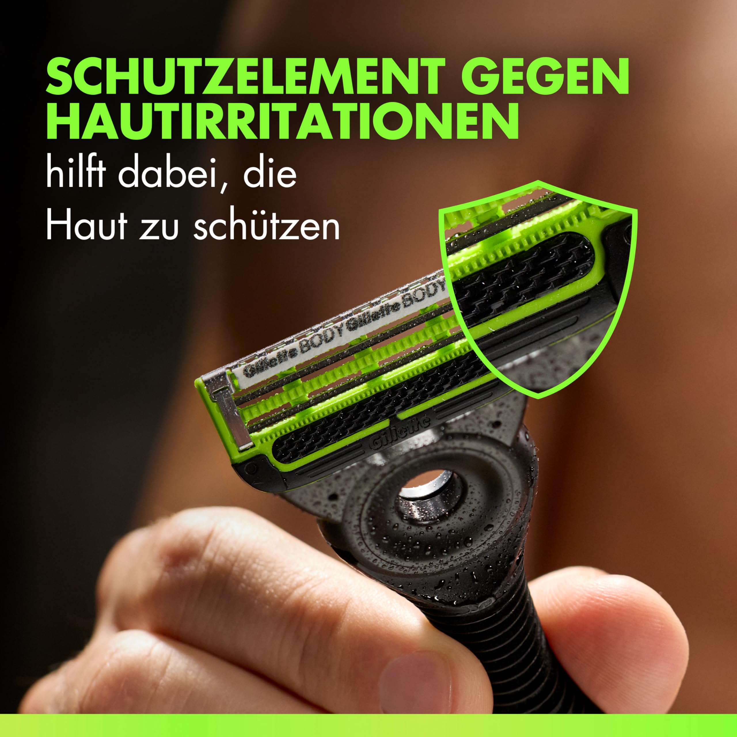 Gillette Labs Body & Intimate Rasierklingen, 12 Original Ersatzklinge, Grün