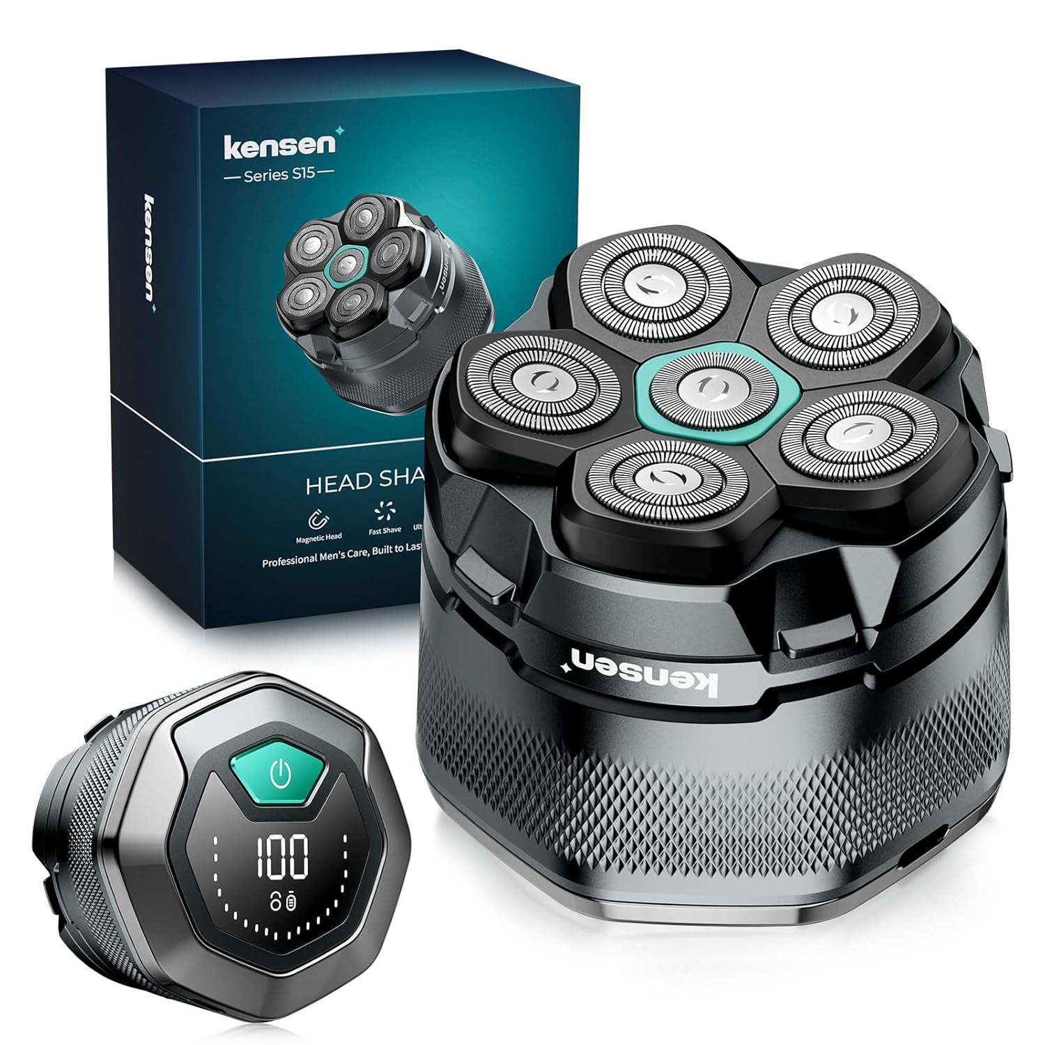 Glatzen Rasierer Herren, kensen Kopfrasierer Glatze Wasserdicht Kopf Rasierer Herren Wiederaufladbar Typ-c Head Shaver Men Magnetische Leicht zu Reinigen Akkulaufzeit 160 Mins