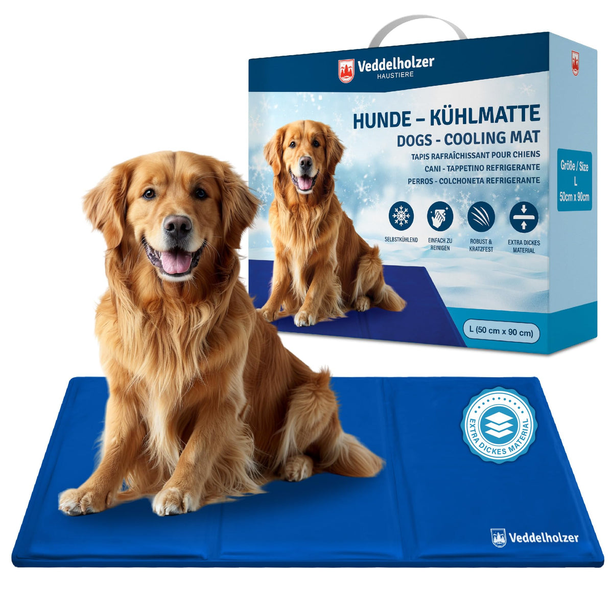Kühlmatte für Hunde extra Dick und selbstkühlend ohne Strom Perfekt für Sommer & Reisen Für kleine, mittlere & große Hunde Kühlmatte Hund Faltbar & leicht zu reinigen