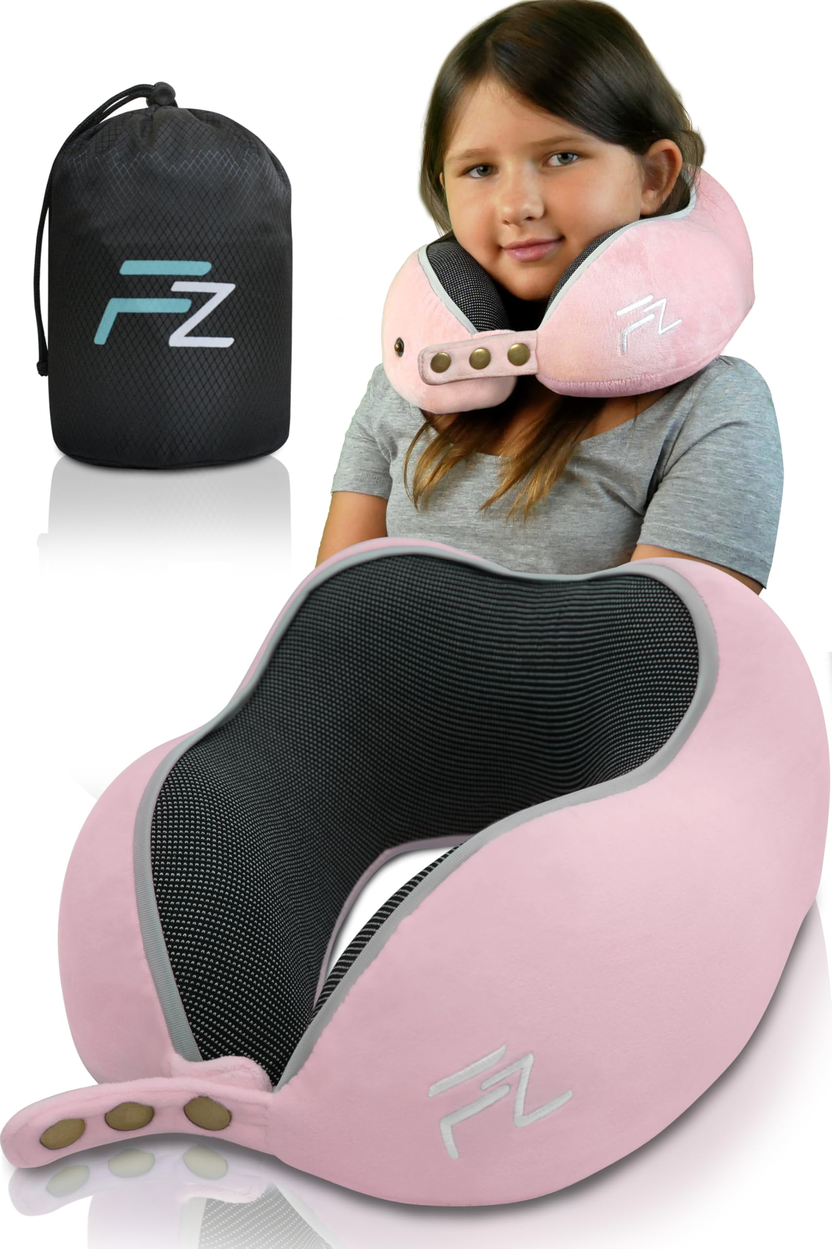 Bequemer Neck Cushion Flugzeug & Auto Reisekissen Memory Foam mit schlankem Rücken und waschbarer Abdeckung (Velvet Soft & Breathable) - Neck Cushion Adults Grey