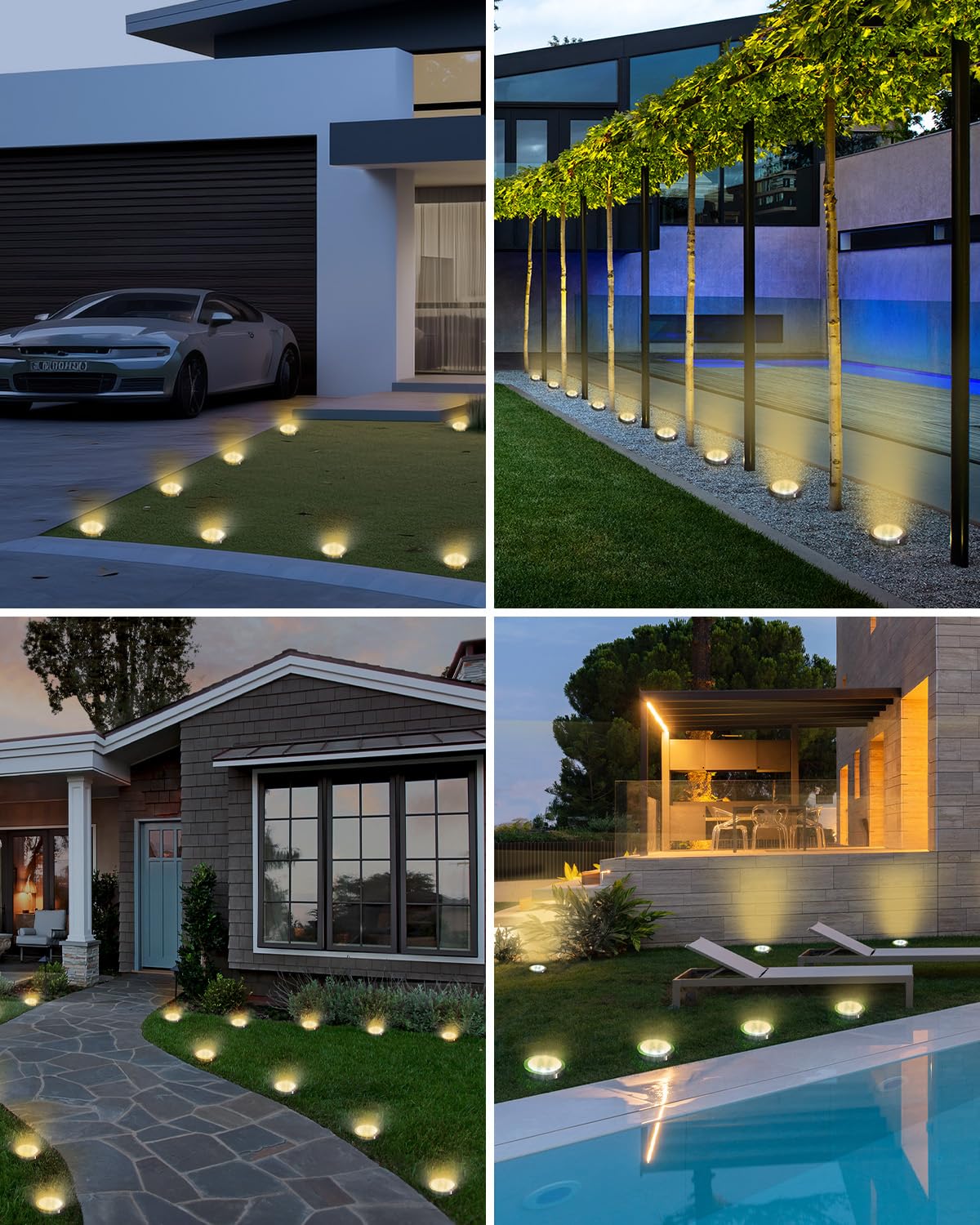 Solar Bodenleuchten Aussen, 8 LED Gartenbeleuchtung Solar Wasserdicht Boden Solarleuchten, Solarlampen für Außen Garten Rasen Auffahrt Gehweg