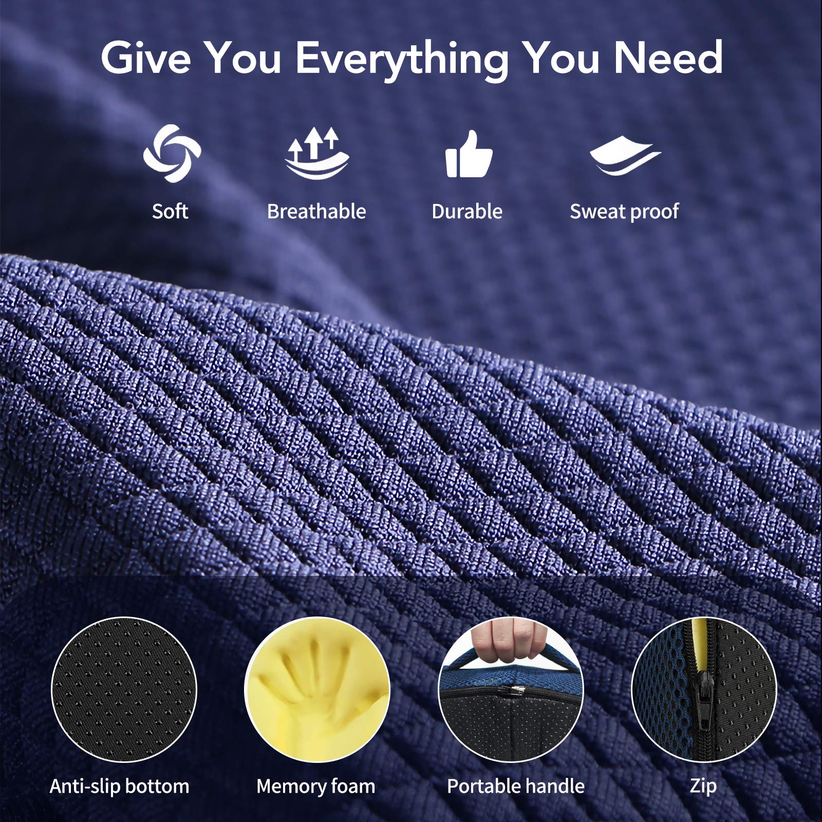 Sitzkissen, Orthopädisches Sitzkissen aus Memory Foam, Ergonomisches Sitzkissen für Bürostuhl /Autositz / Steissbeinkissen Stuhlkissen Sitzkissen Outdoor Zuhause, Schwarz