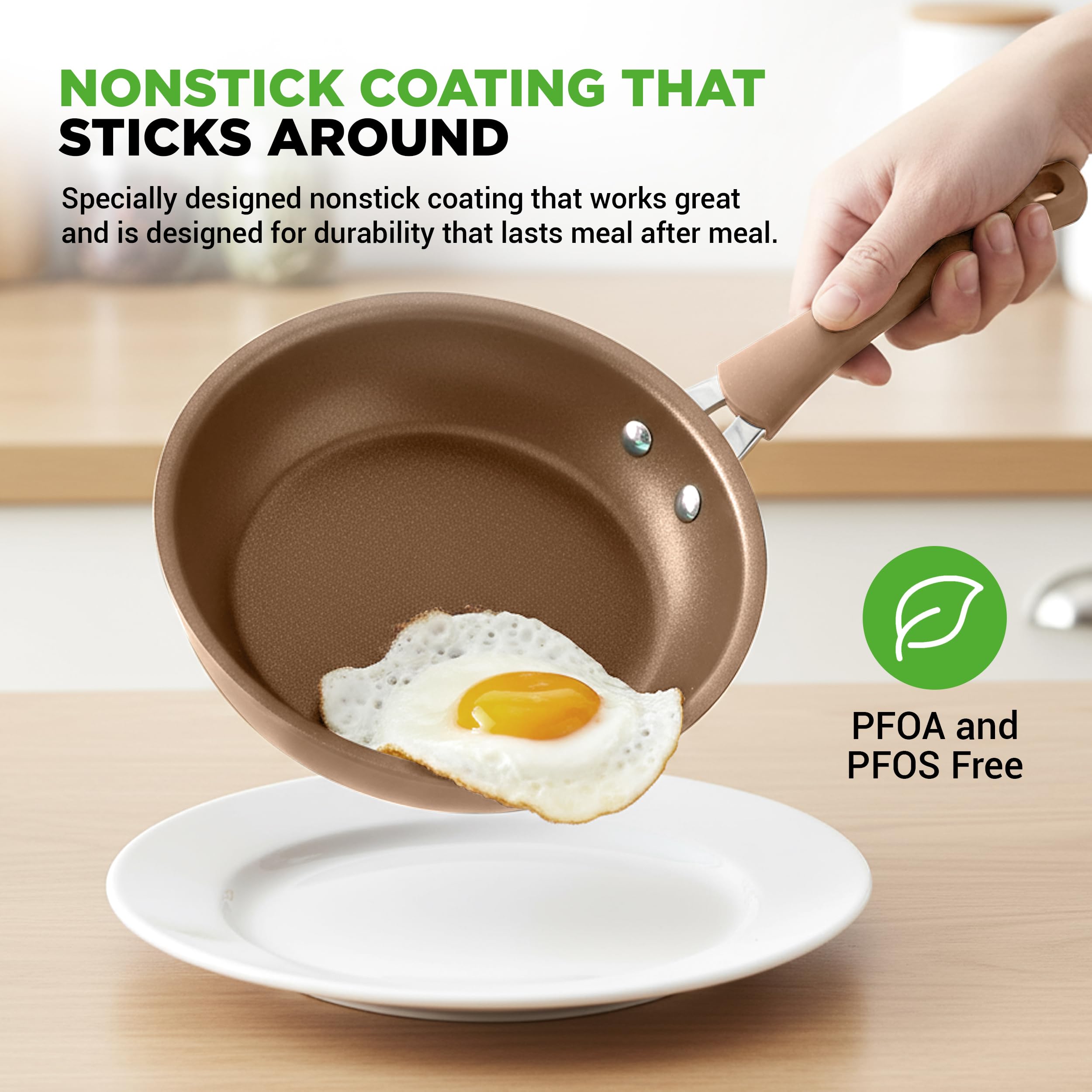 20-teiliges Non-Stick-Saucepan, Pfannen- und Backformset - Kochset PFOA/PFOS frei für Gas, Strom, Keramik und Induktion - Enthält Pfannen, Töpfe, Backdosen, Laibdose, Muffinform