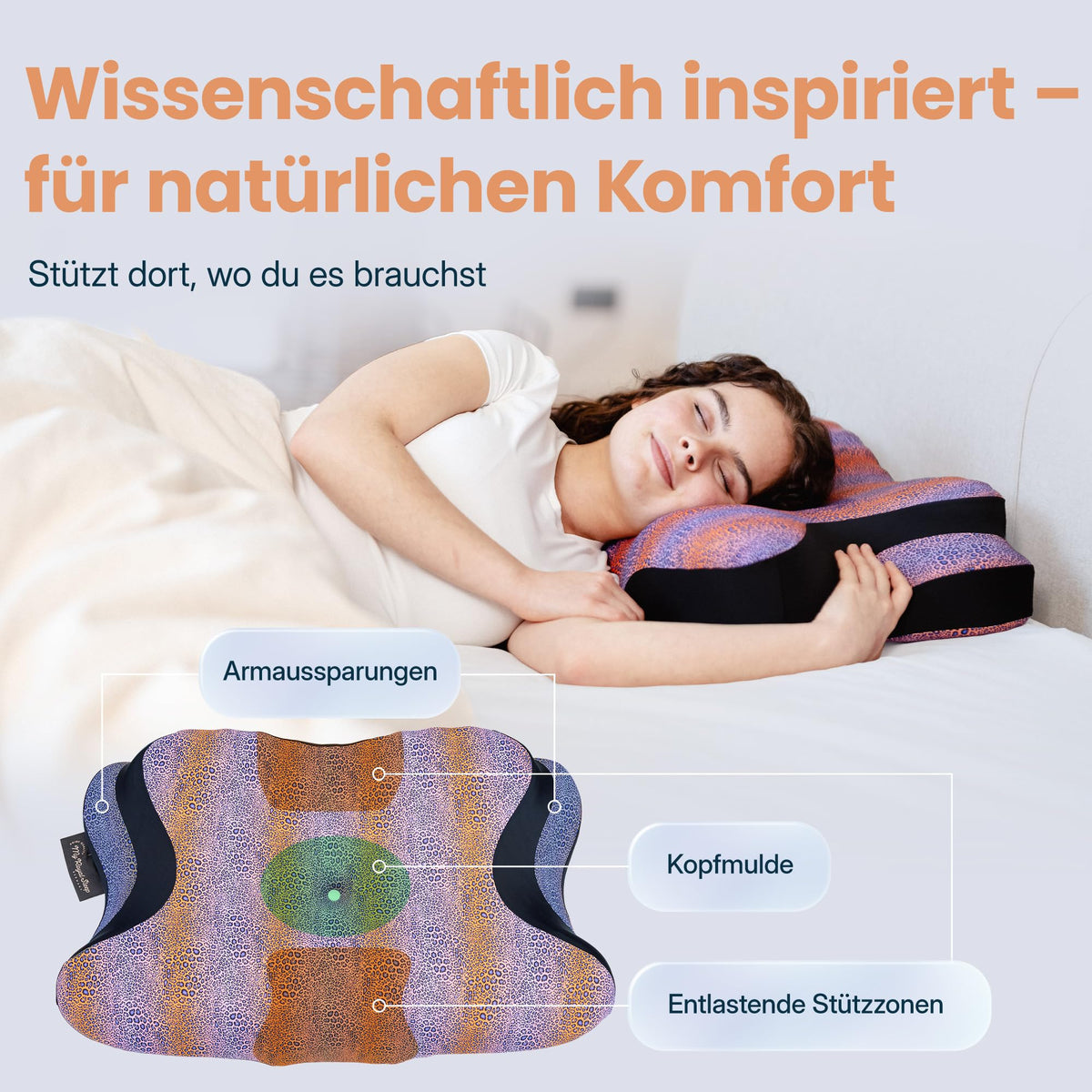 Nackenkissen – Ergonomisch - Höhenverstellbar -Seitenschläferkissen Nackenstützkissen Rückenschläferkissen Memory Foam Kopfkissen – Natürliche Nackenhaltung