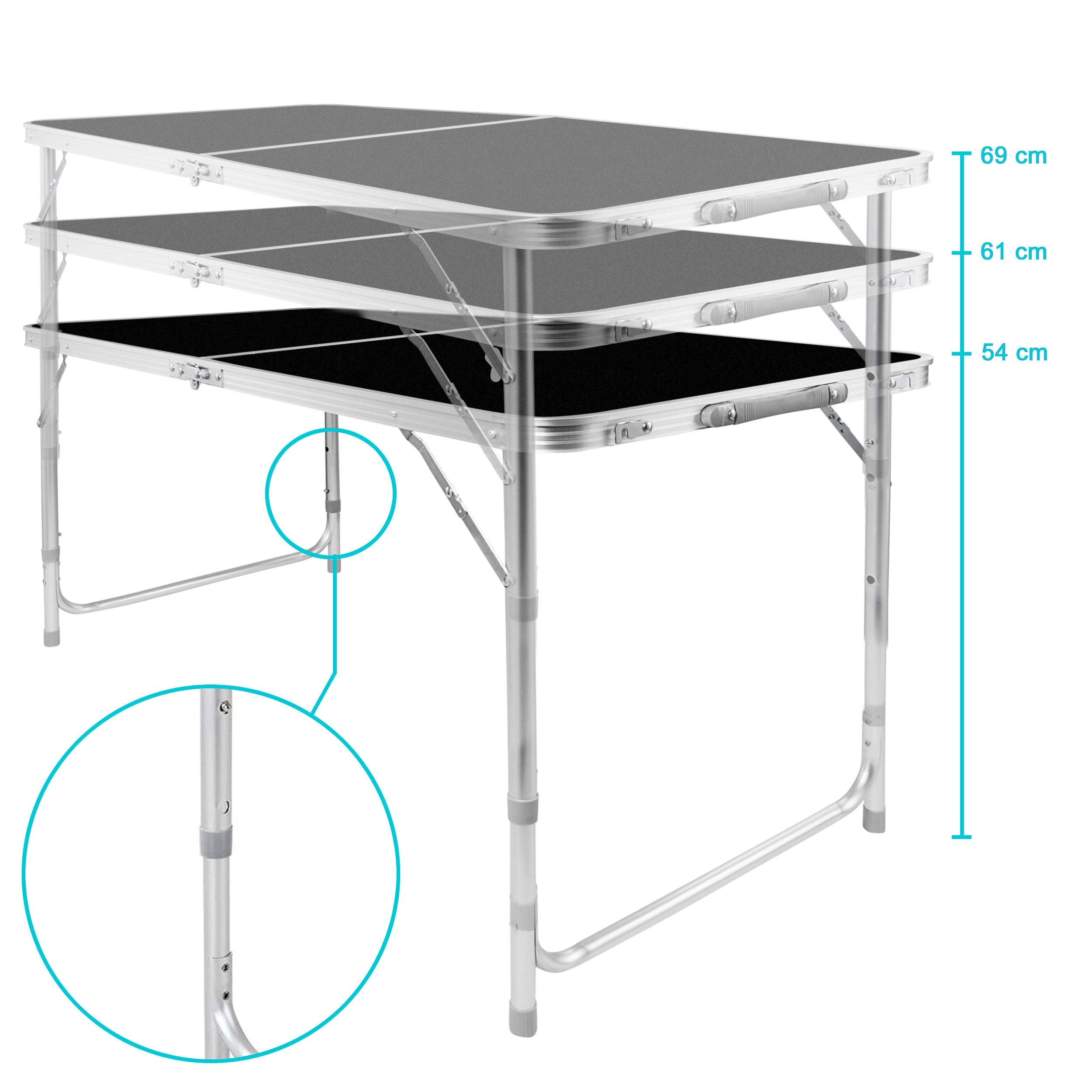 Multifunktionaler Klapptisch, für Camping, Märkte, Tapetentisch, für Feste im Garten, höhenverstellbar, schwarz