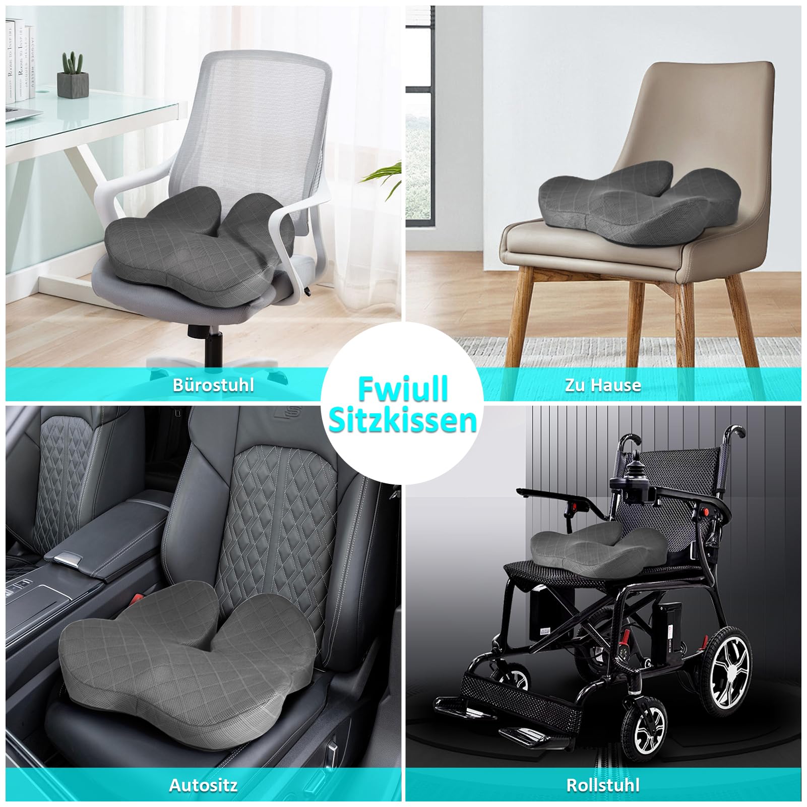 Sitz-Kissen, Hochwertiges Memory Foam sitzkissen Sitzkissen Druckentlastung Ergonomisches sitzkissen für Auto Sofa Büro