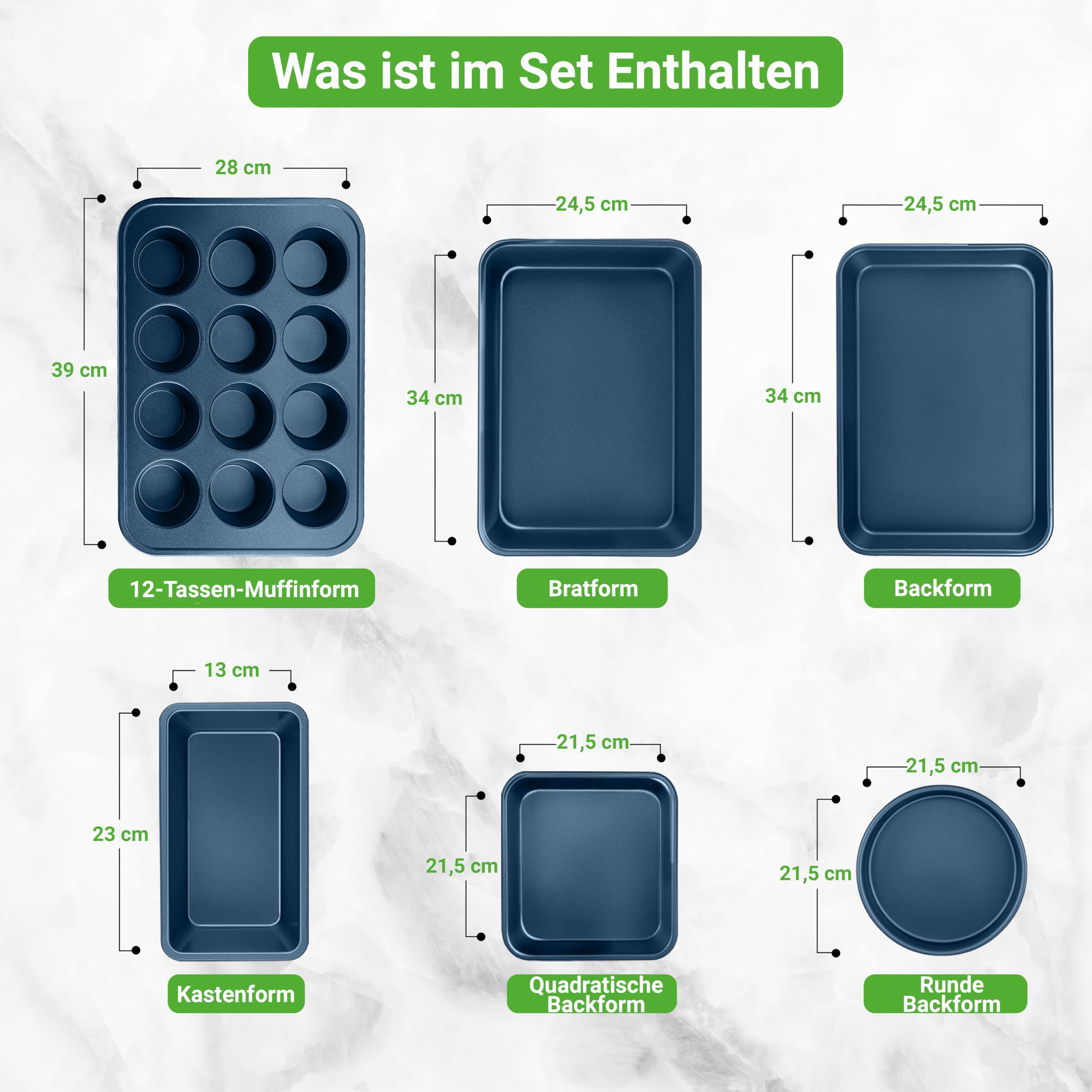 20-teiliges Non-Stick-Saucepan, Pfannen- und Backformset - Kochset PFOA/PFOS frei für Gas, Strom, Keramik und Induktion - Enthält Pfannen, Töpfe, Backdosen, Laibdose, Muffinform
