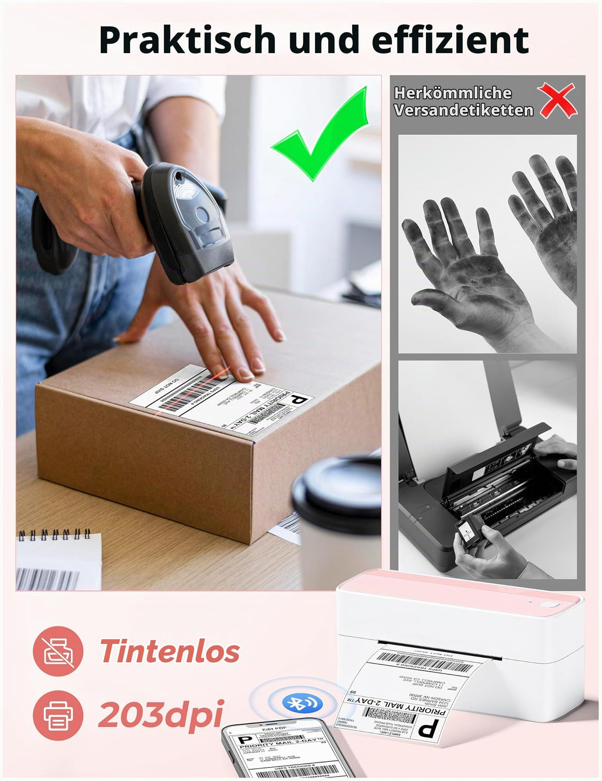 Bluetooth DHL Etikettendrucker, Label Printer - Thermodrucker