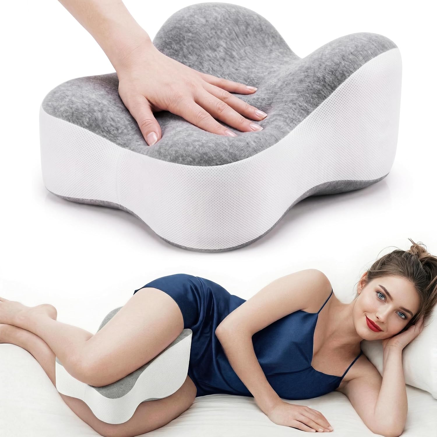 Kniekissen für Seitenschläfer – Ergonomisches Beinkissen mit Extra-Langem Design, unterstützt Oberschenkel & Knie, steigert Schlafkomfort, mit Abnehmbarem & Waschbarem Bezug