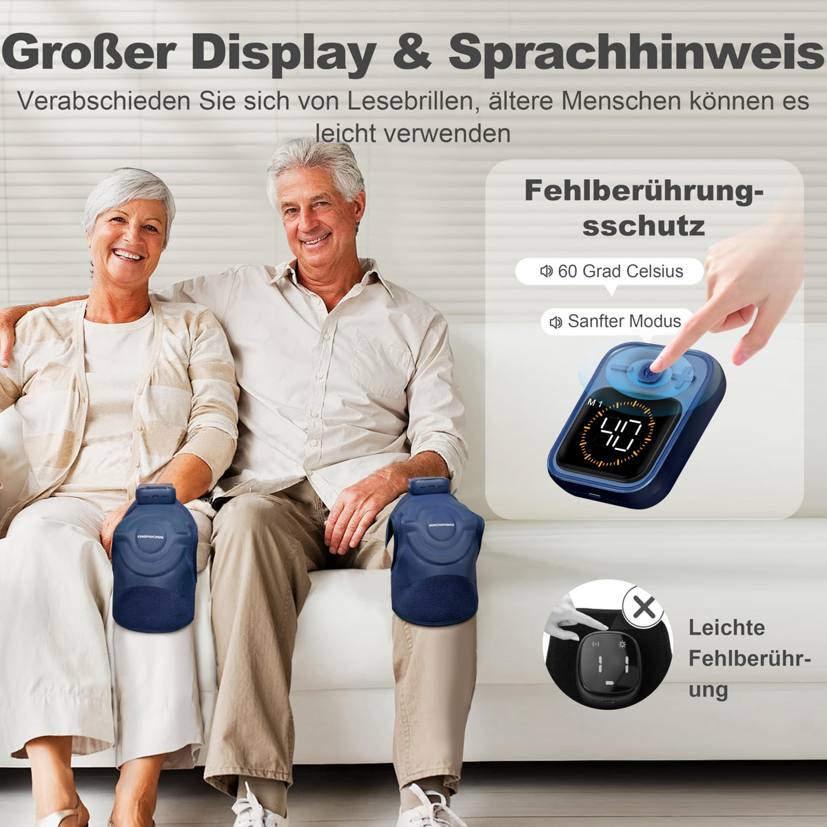 Knie Massagegerät mit Wärme, Knieschmerzen, Blau 1.0