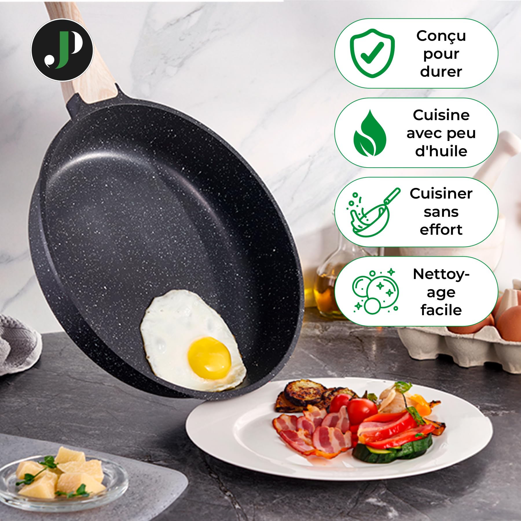 Induktionsgefässe - Pfannenset mit Deckel - Induktionsgefässe Set - Töpfe & Pfannen Set ohne PTFE und PFOA - Kochgeschirr-Topf-Induktion