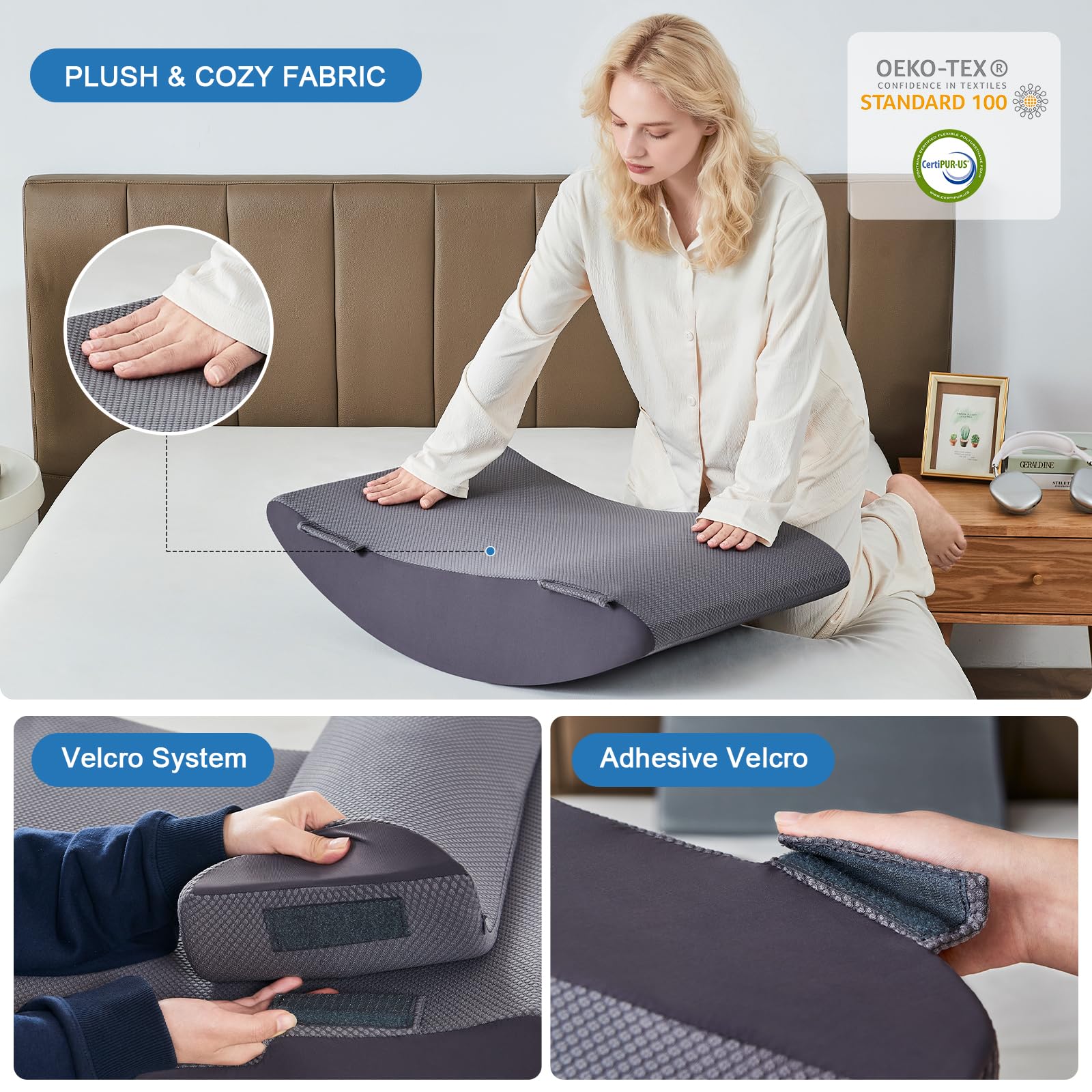 Orthopädische Bett Keil Kissen Set für das Schlafen, Post Chirurgie Schaum Kissen für Körper, Rücken und Beine Schmerzlinderung, Dreieck justierbare Stützkissen mit Säure Reflux Schlafkissen Weiß