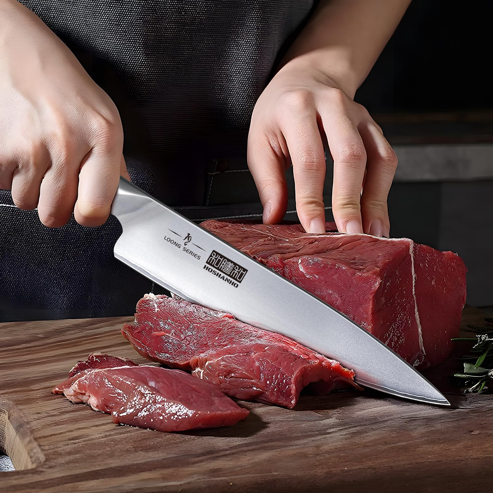 Professionelles Fisch-, Knochenmesser- und Füllküchenmesser mit ultrascharfe ergonomischem Pakkaholzgriff, 18 cm