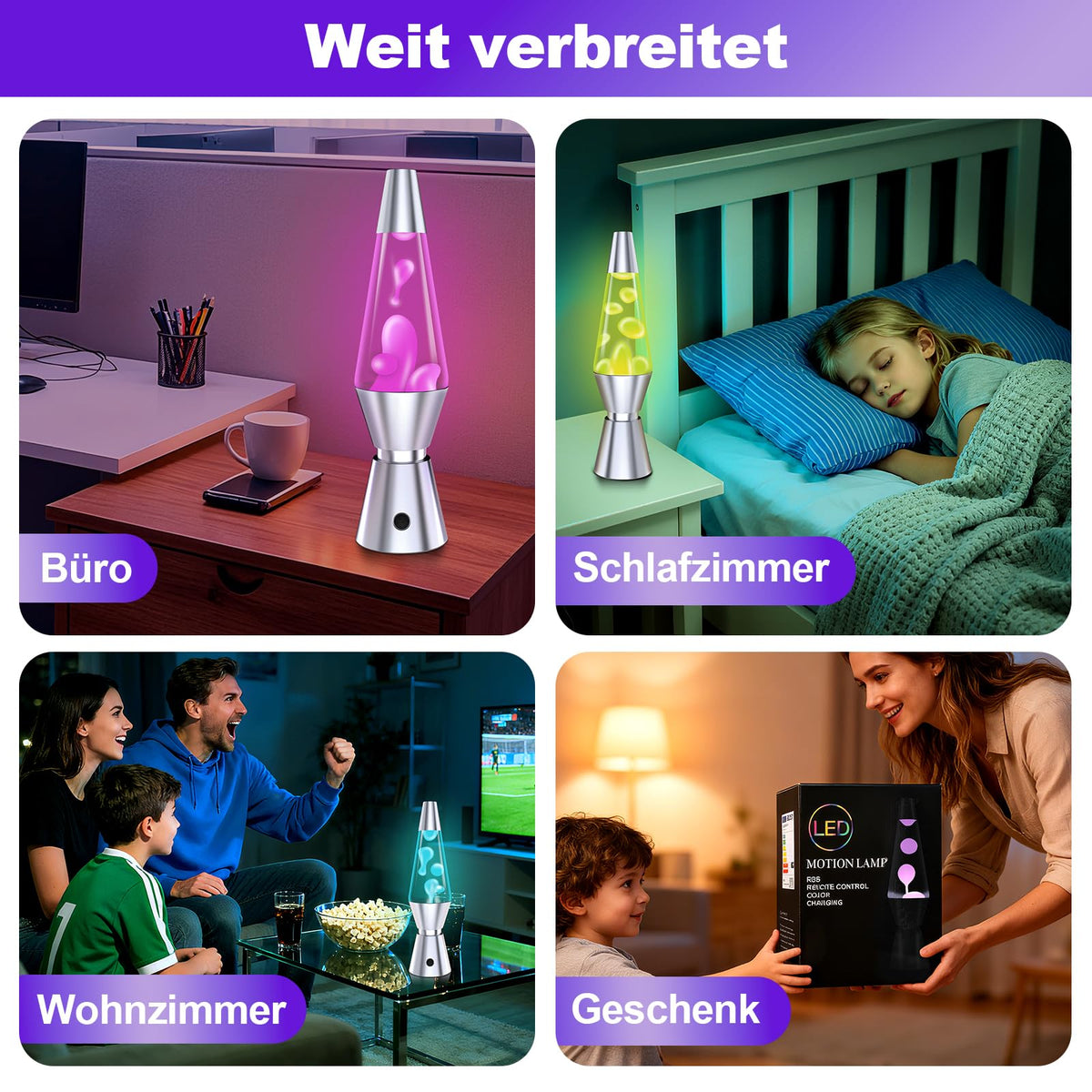 Lavalampe Große mit 17 Farbwechsel und Fernbedienung 40 cm