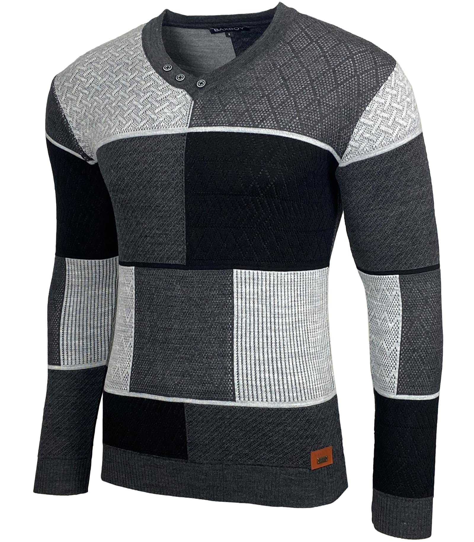 Herren Slim Fit V-Neck Knitted Jumper Rundkragen Moderne Herren Black Jumper Langarmärmel in feinem Knit Sweatshirt