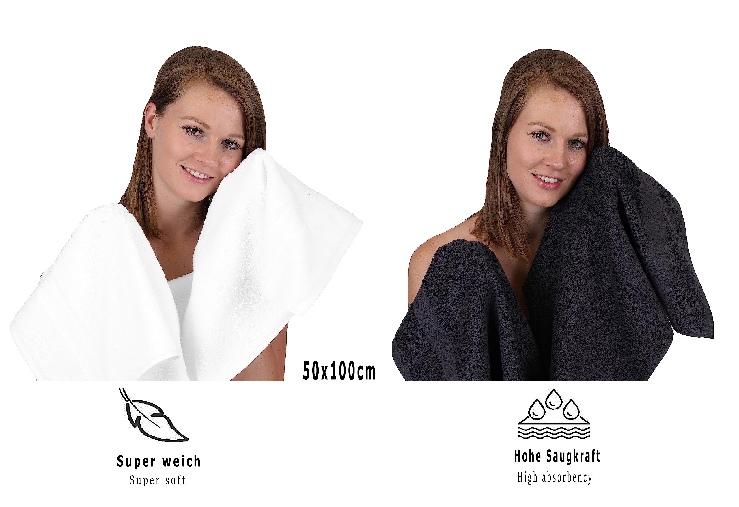 12-teilige Handtuch Set Premium Handtuch Set 100% Baumwolle 2 Badetücher 4 Handtücher 2 Gästehandtücher 2 Flanell