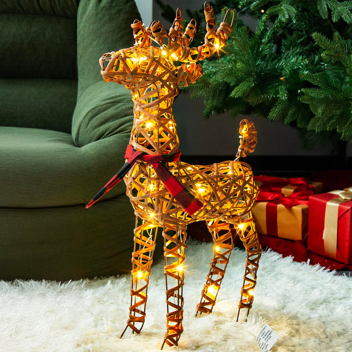 LED Rentier Metall Gold Weiß Eisen Rahmen Beleuchtet Weihnachtshirsch warm weiß Weihnachten Deko für Innen Aussen