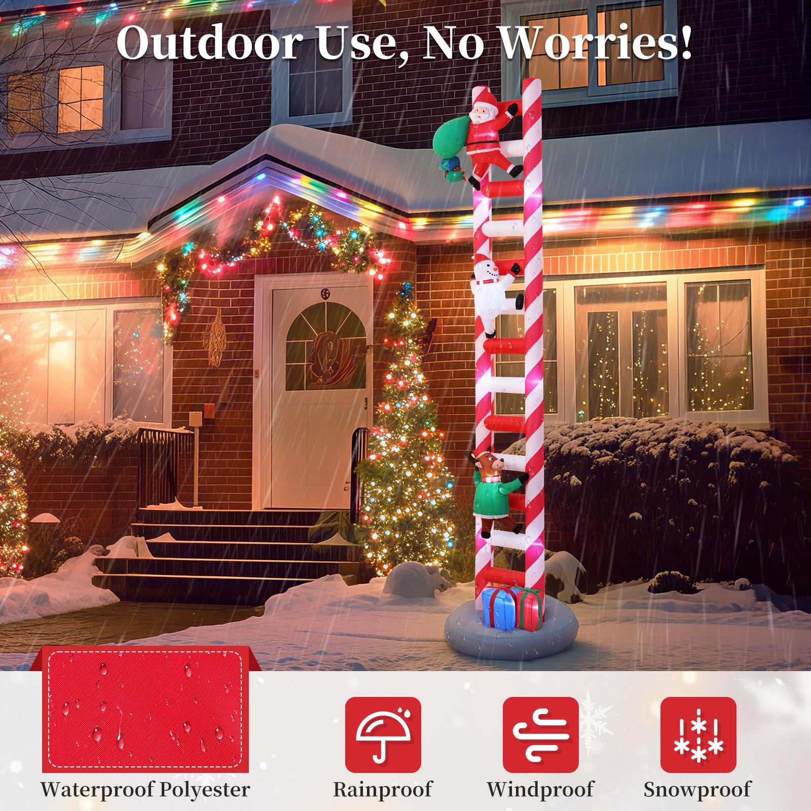 Aufblasbare Weihnachtsdeko, Riesiger Weihnachtsbaum Bogen mit 8 LED Leuchten, Wasserfest Beleuchtet Aufblasbar Weihnachtsdeko Aussen für Hof Garten Feiertag Weihnachtsdekoration