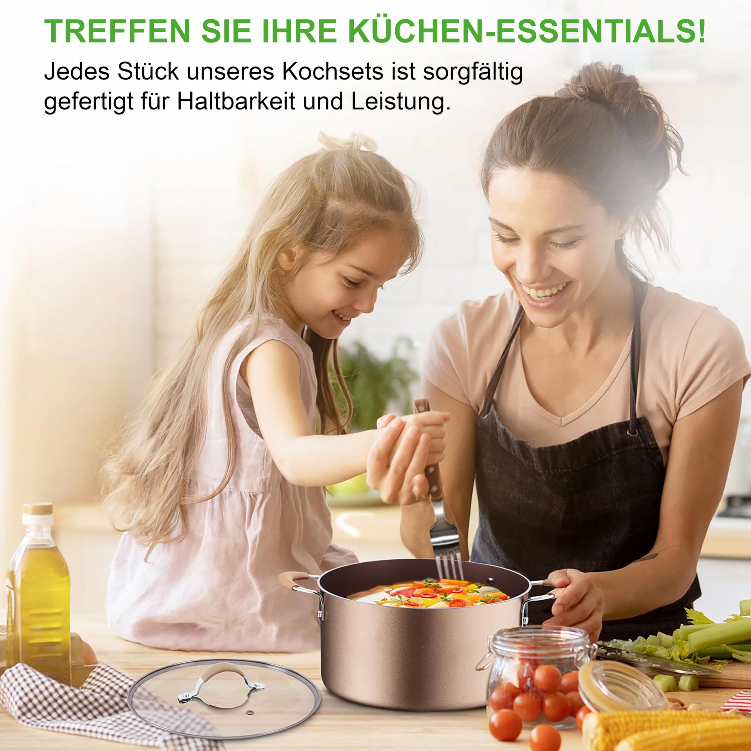 Induktions-Saucepan-Set, 14 Stück, Non-Stick-Beschichtung, Töpfe & Pfannen PFOA/PFOS frei, Kochtopf-Set, Küchenset, Edelstahl, Aluminium - Hochwertiges Kochgeschirr / NEU & OVP!