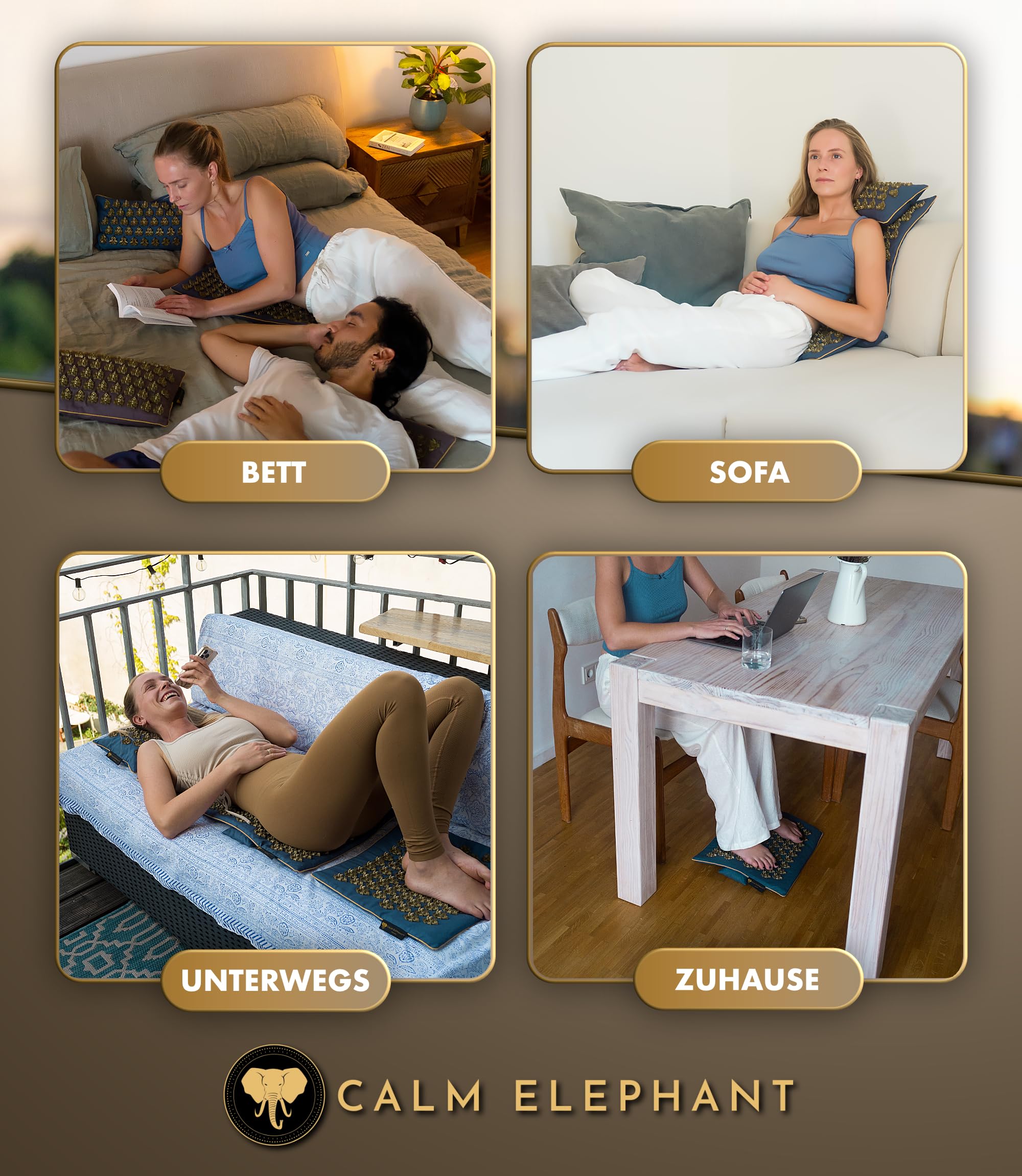 Echte Akupressurmatte mit Kissen XXL Set aus 5 Massagematten Rückenspannung Entlastung Akupunkturmatte mit Wärmefunktion, Lumbalkissen, Doormatte & Tasche, Grau