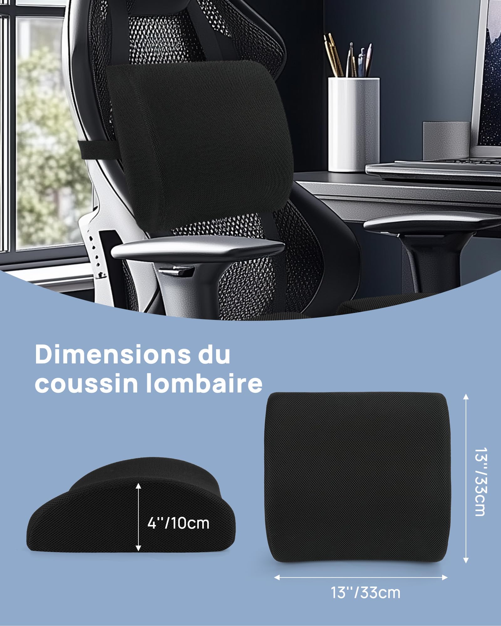 Sitzkissen, Orthopädisches Sitzkissen aus Memory Foam, Ergonomisches Sitzkissen für Bürostuhl /Autositz / Steissbeinkissen Stuhlkissen Sitzkissen Outdoor Zuhause, Schwarz