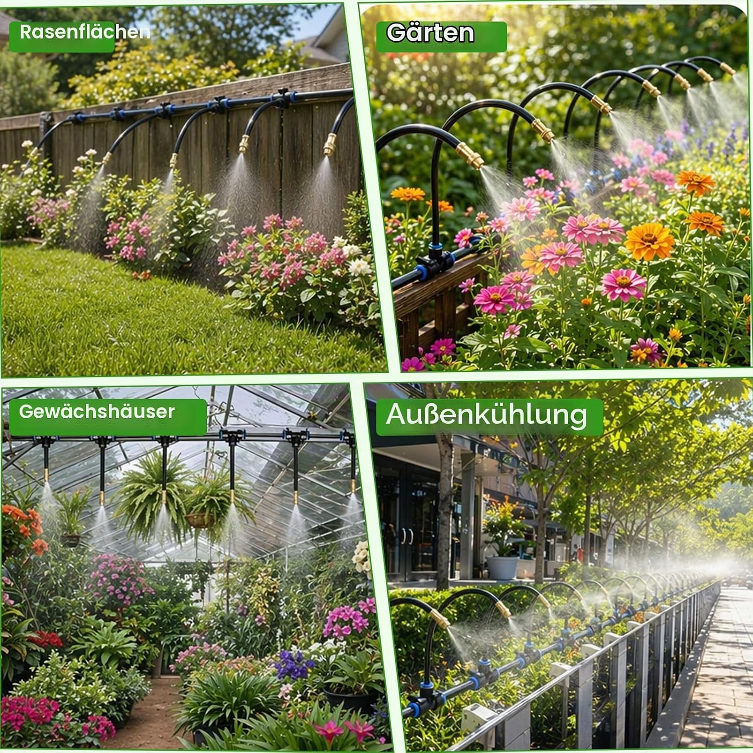 20M Automatische Bewässerungssystem Garten, 360° Verstellbare Garten Bewässerung Kit mit drehbaren 360°-Messingdüsen Nebelbewässerungskit für Gewächshaus, Rasen, Hochbeet, Terrasse