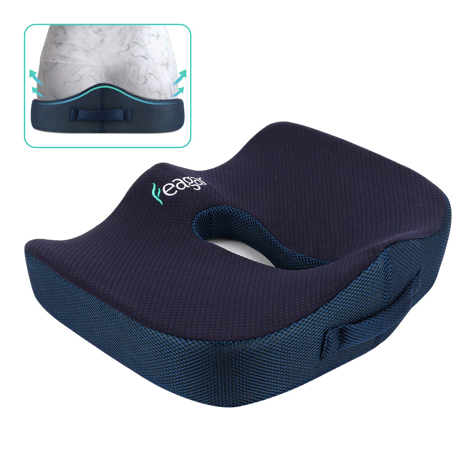 Sitzkissen, Orthopädisches Sitzkissen aus Memory Foam, Ergonomisches Sitzkissen für Bürostuhl /Autositz / Steissbeinkissen Stuhlkissen Sitzkissen Outdoor Zuhause, Schwarz