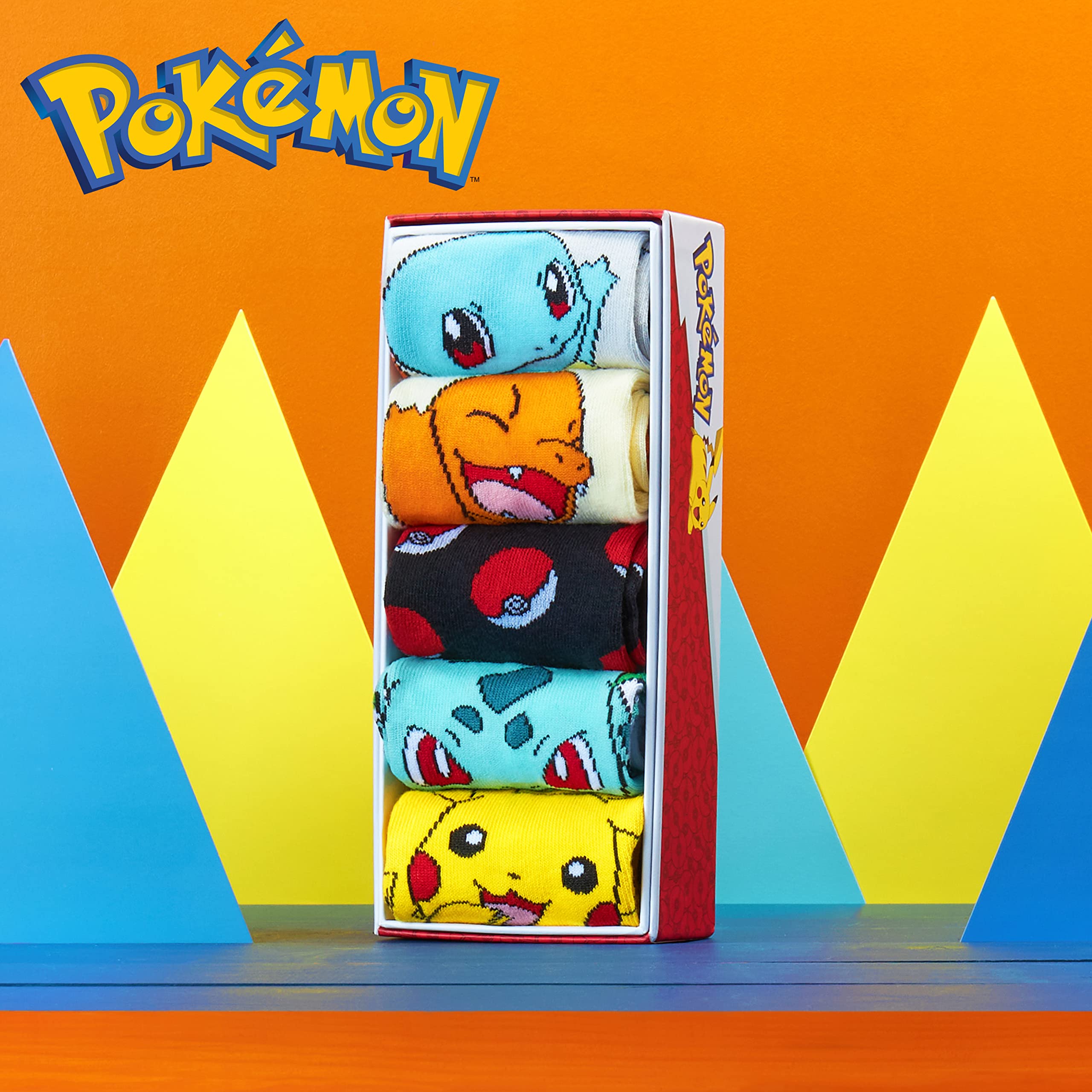 Pokemon Jungen Socken 5 Pack Pikachu Knöchel Socken Kinder Dehnbar Atmungsaktiv Crew Socken für Jungen Mädchen und Jugendliche - Verschiedene Größen Erhältlich - Pokemon Geschenke