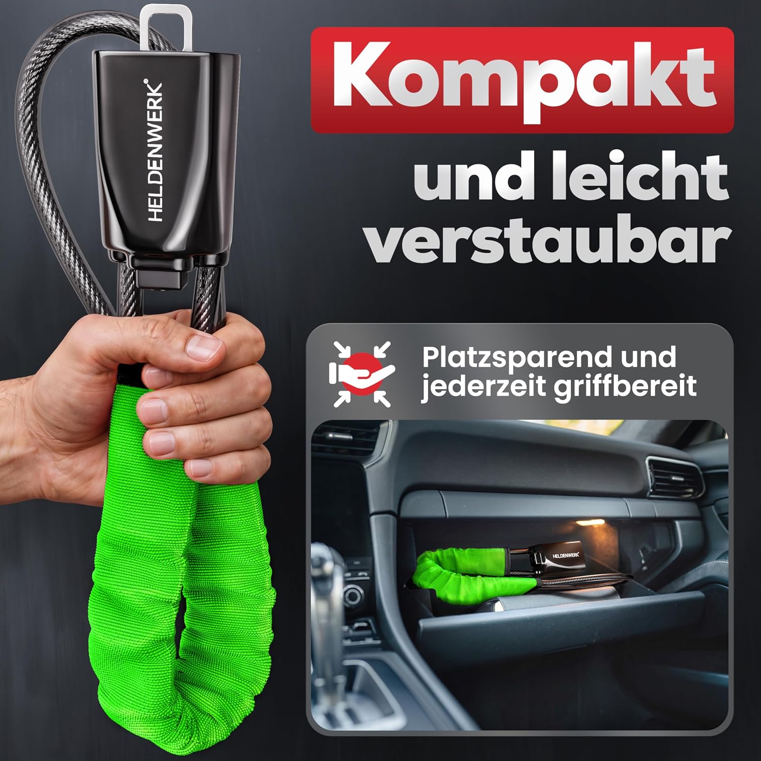 Lenkradkralle fรผr Auto & Wohnmobil aus Metall - Universelle Passform - Lenkradschloss mit dickem Stahlseil - Wegfahrsperre Diebstahlsicherung mit 3 Sicherheitsschlรผsseln