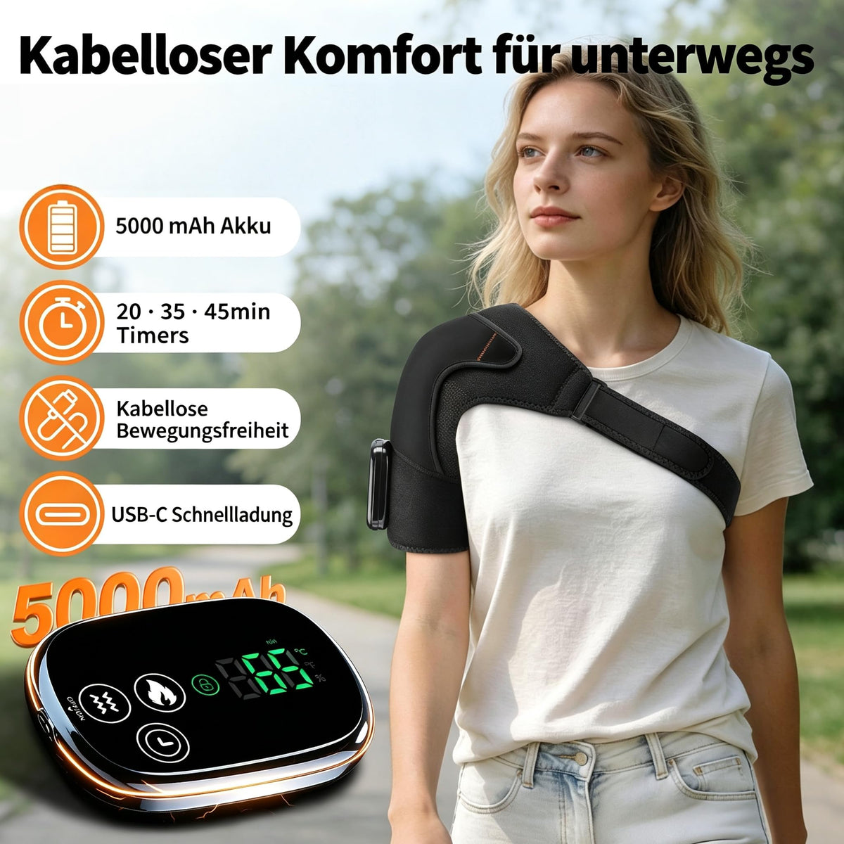 Schulter Massagegerät Kabellos Schulterbandage mit 5 Heizstufen & Vibration