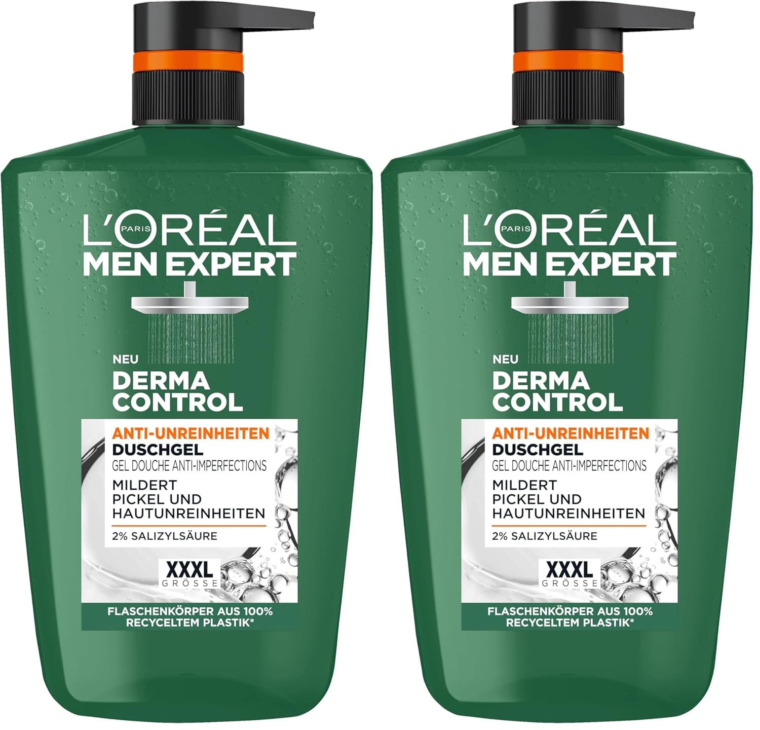 L'Oréal Men Expert XXXL Duschgel und Shampoo für Männer, Duschbad zur Reinigung von Körper, Haar und Gesicht, Herren Körperpflege für zu Unreinheiten neigende Haut, Derma Control, 1 x 1000 ml