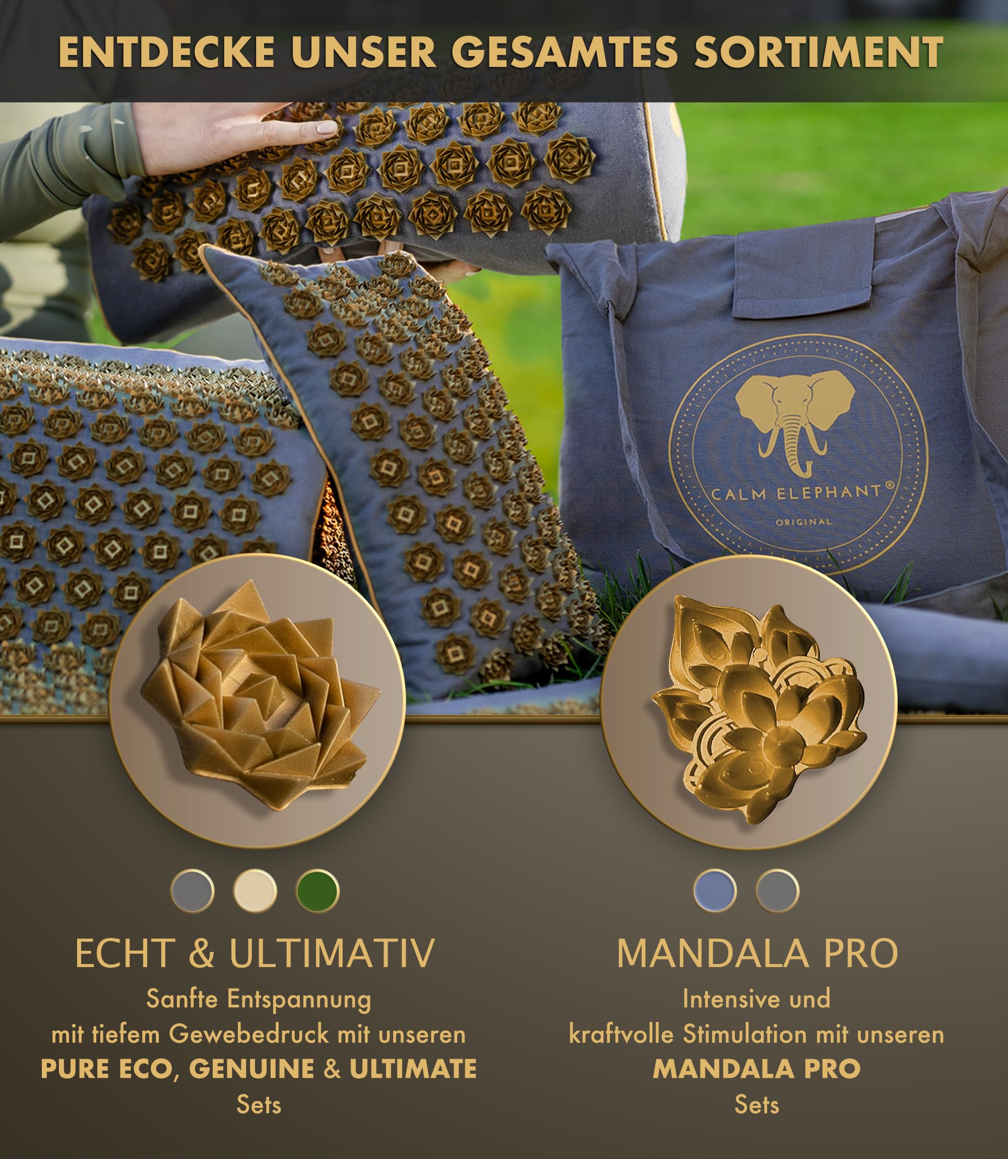 Echte Akupressurmatte mit Kissen XXL Set aus 5 Massagematten Rückenspannung Entlastung Akupunkturmatte mit Wärmefunktion, Lumbalkissen, Doormatte & Tasche, Grau